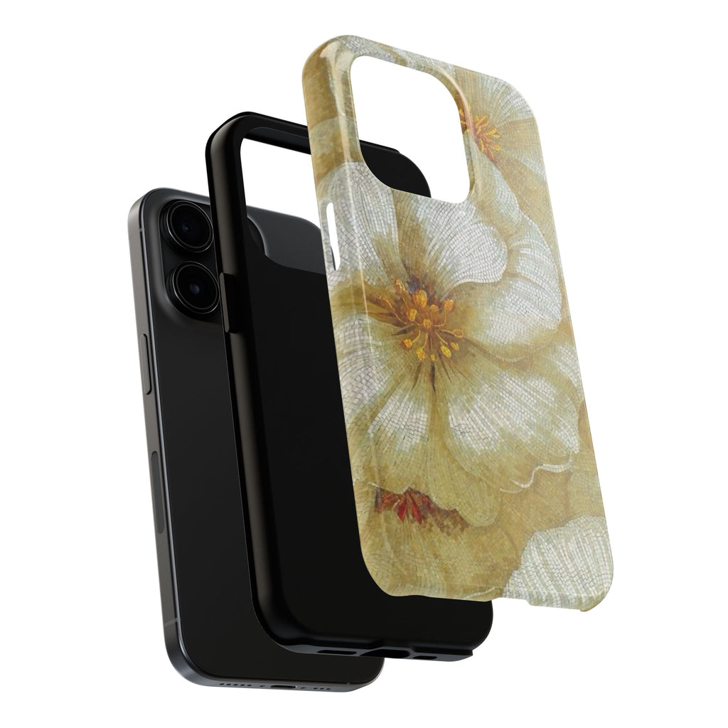 Tough Phone Case — Vintage White Floral Protective Cover