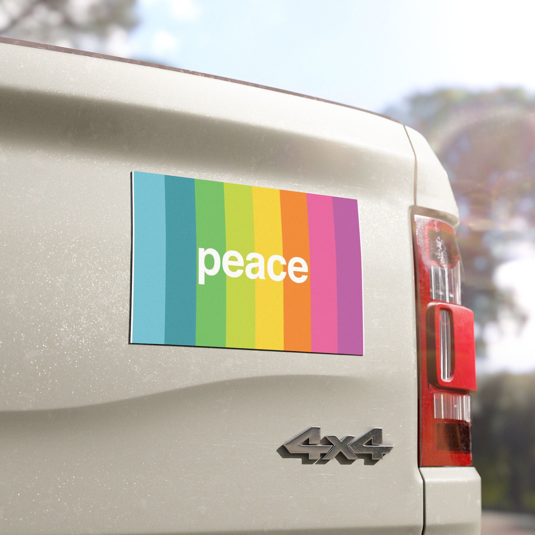 Peace Rainbow Car Magnet — Colorful Stripes Bumper Sticker