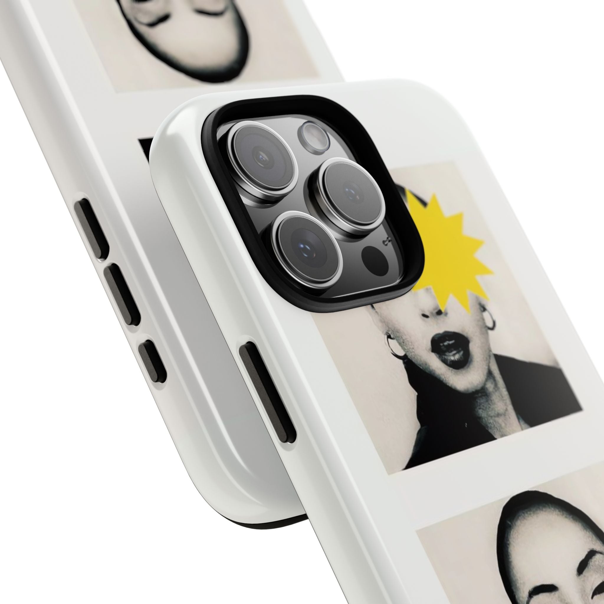 SADE Phone Case — Retro Black & White Portrait with Yellow Sunburst