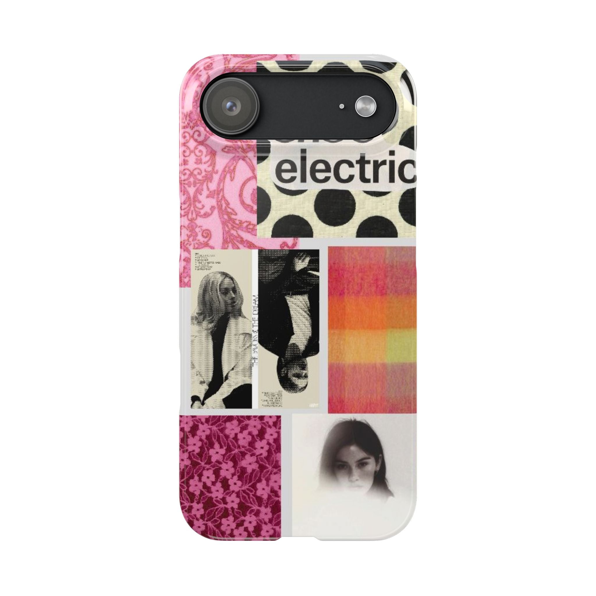 Slim Phone Case — 'she's electric' Retro Collage Floral & Photo Design