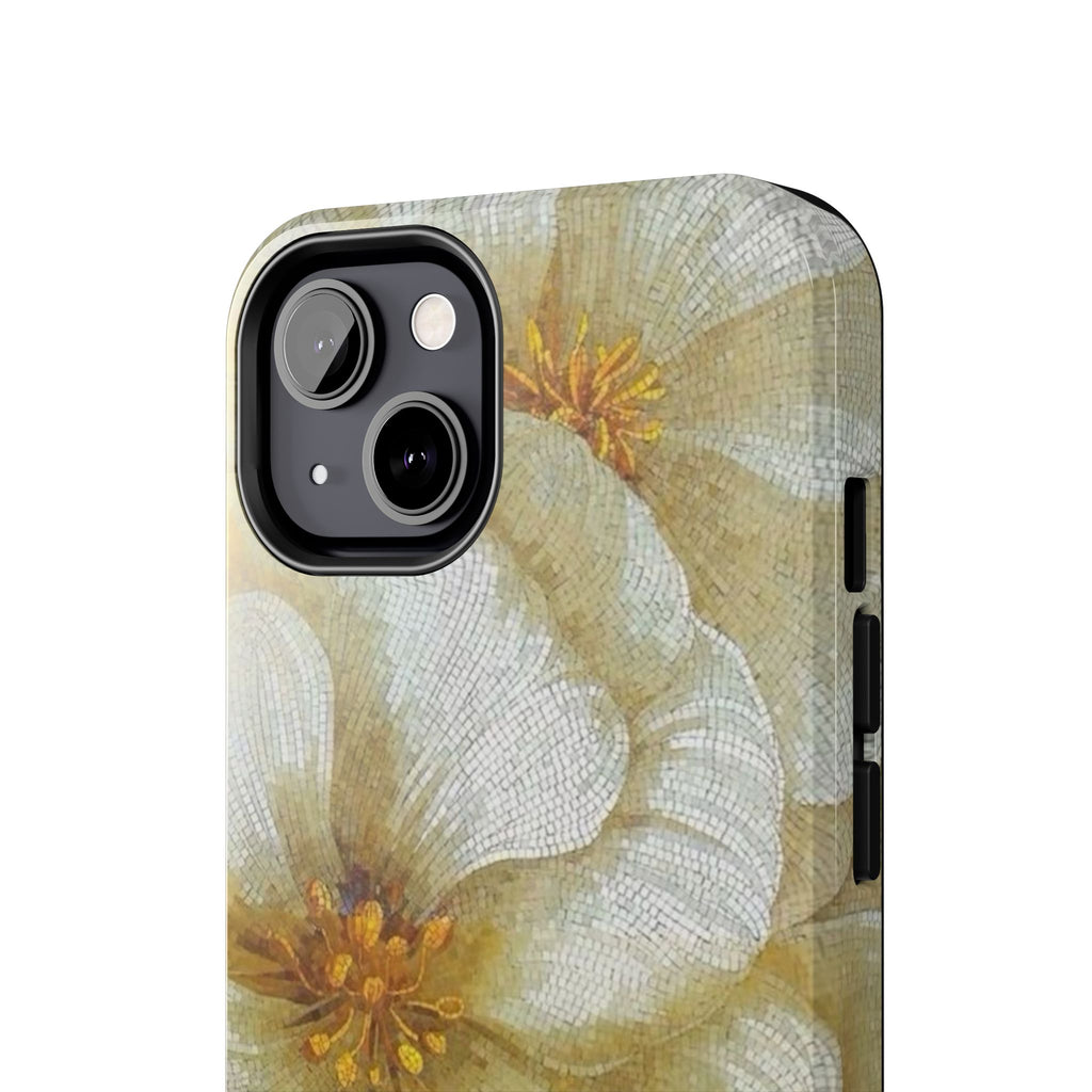 Tough Phone Case — Vintage White Floral Protective Cover