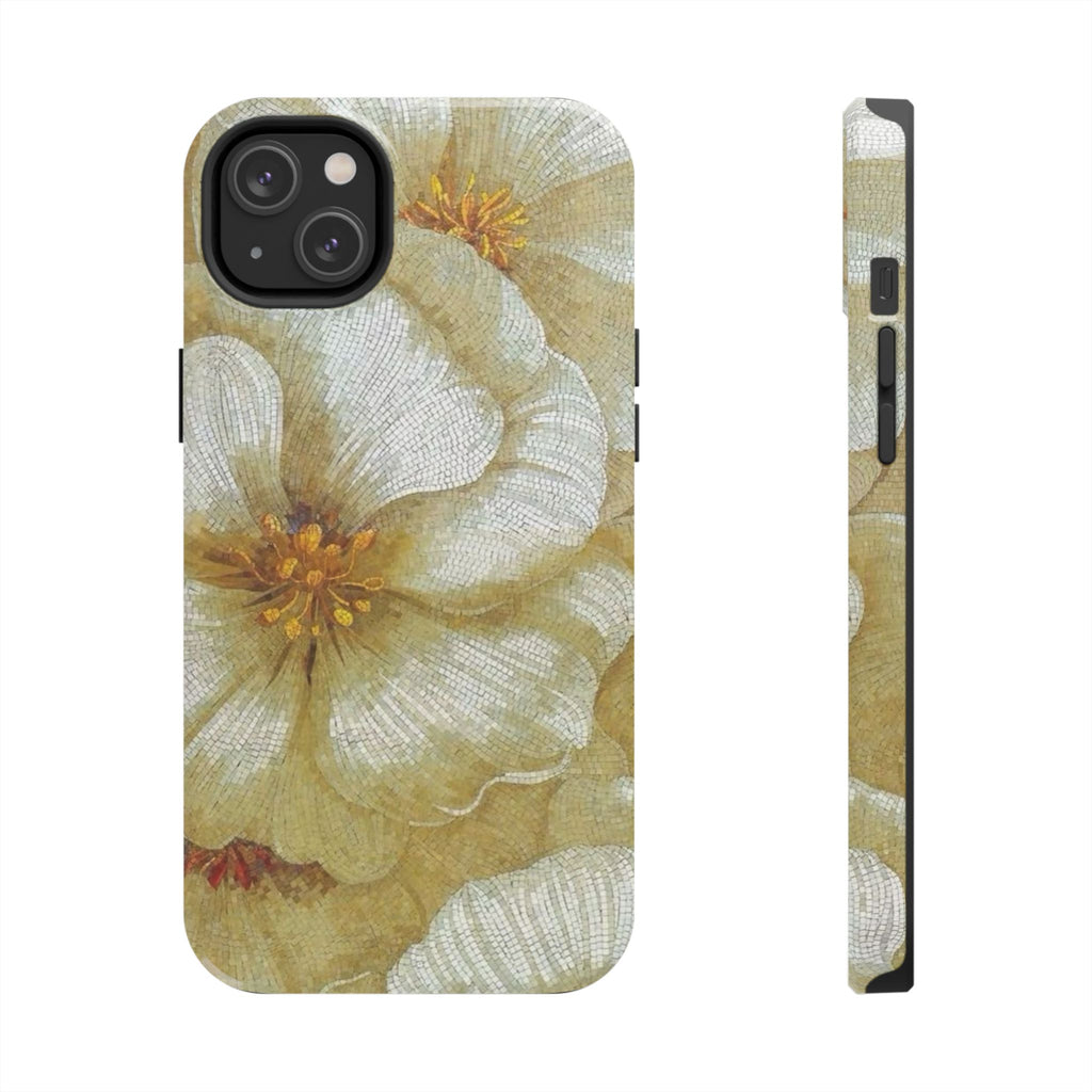 Tough Phone Case — Vintage White Floral Protective Cover