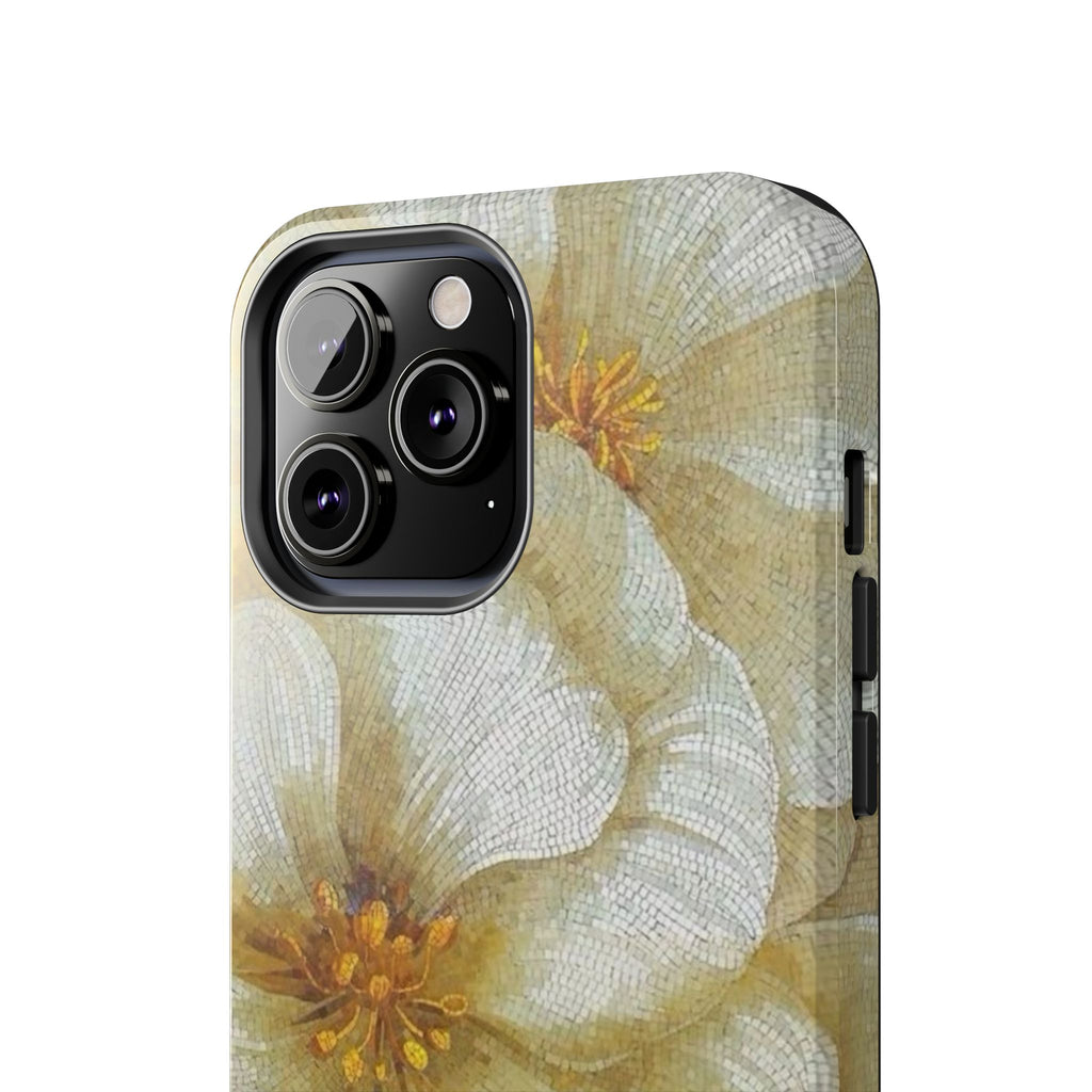 Tough Phone Case — Vintage White Floral Protective Cover