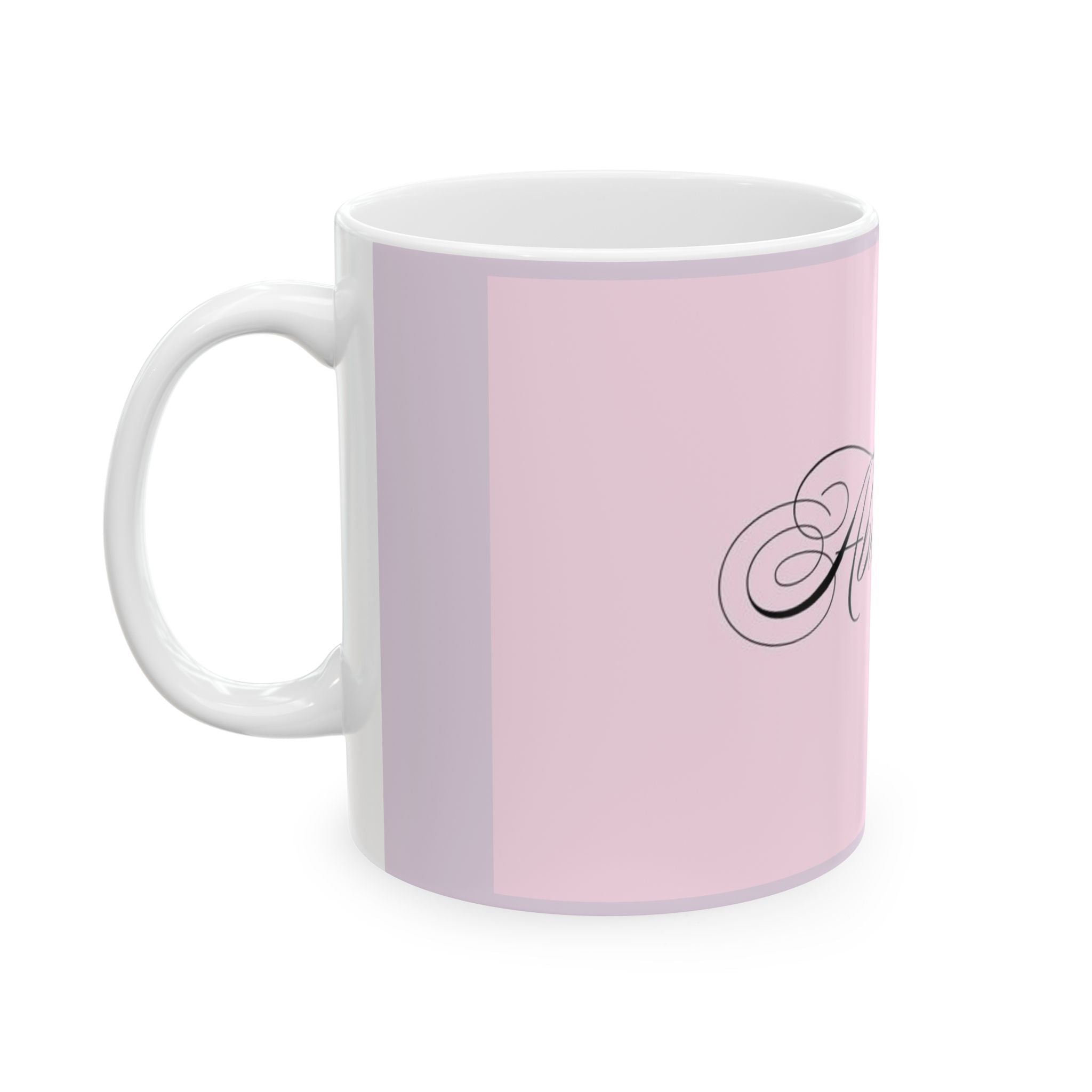 Abundance Script Ceramic Mug — Pink Motivational Coffee Cup (11oz, 15oz)