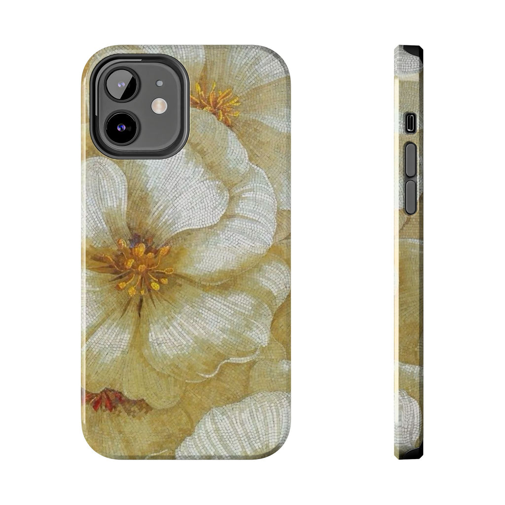 Tough Phone Case — Vintage White Floral Protective Cover