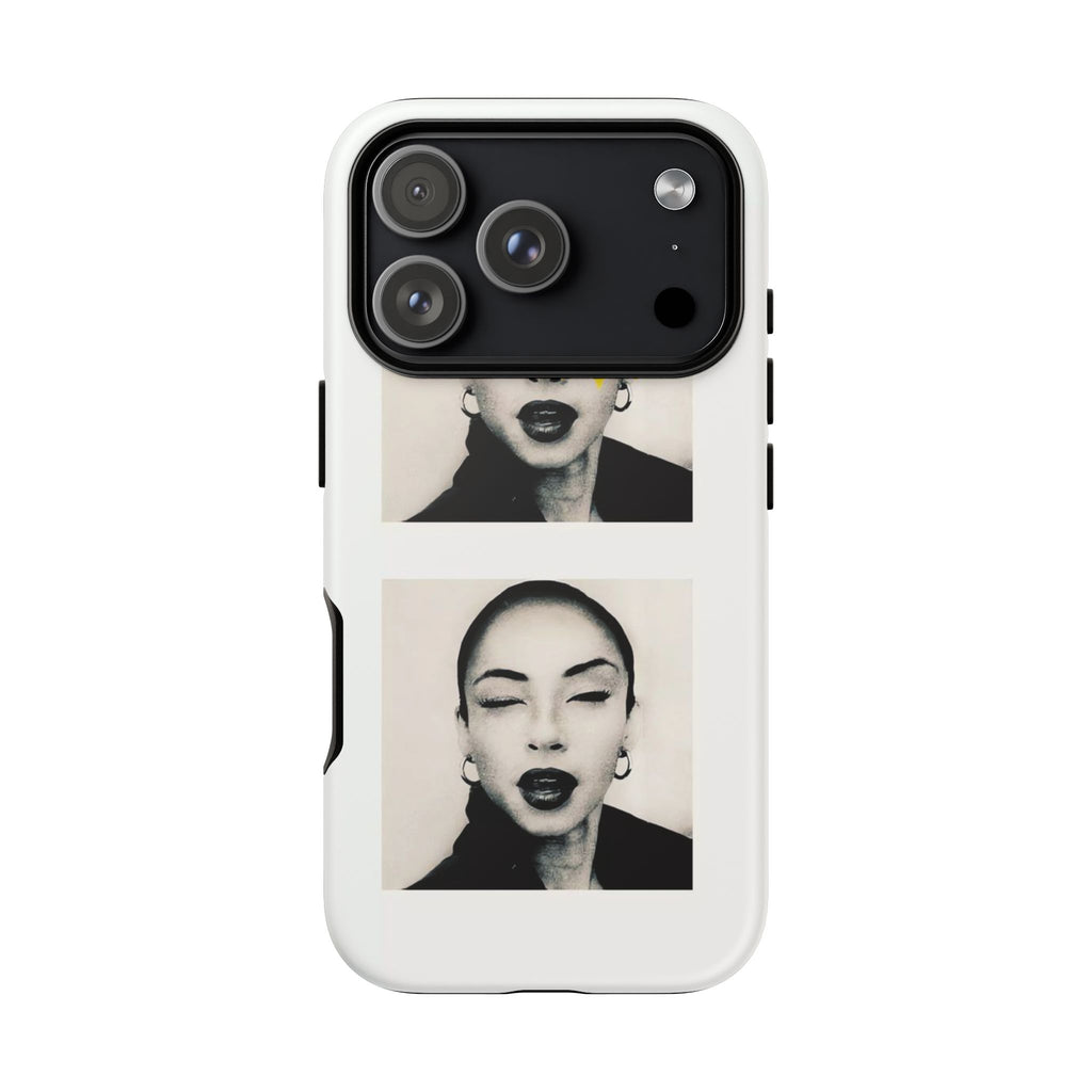 SADE Phone Case — Retro Black & White Portrait with Yellow Sunburst