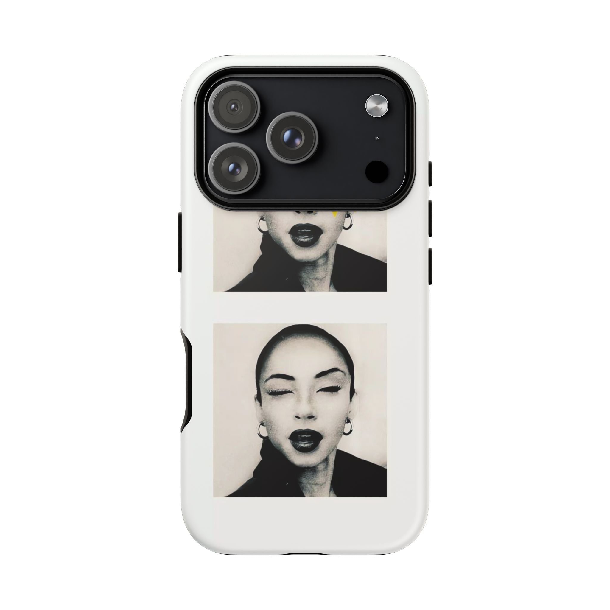 SADE Phone Case — Retro Black & White Portrait with Yellow Sunburst