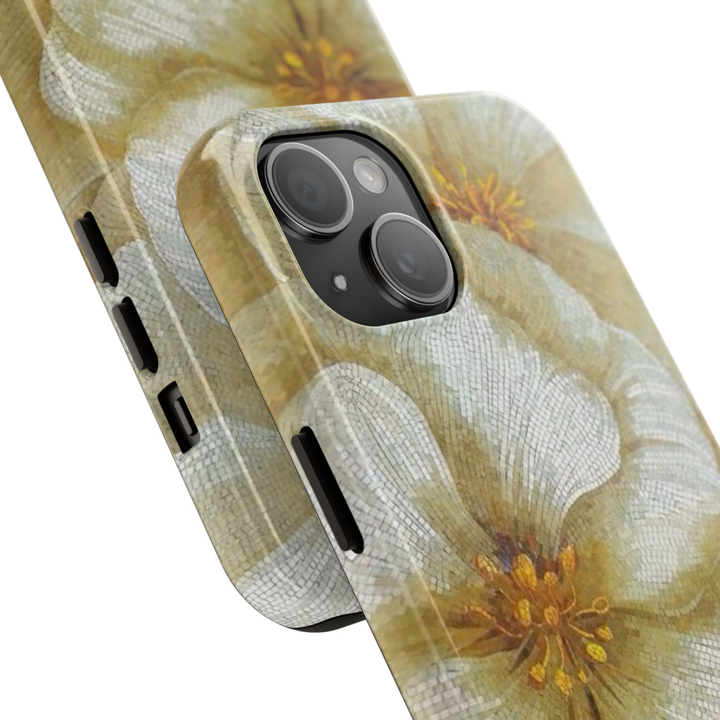 Tough Phone Case — Vintage White Floral Protective Cover