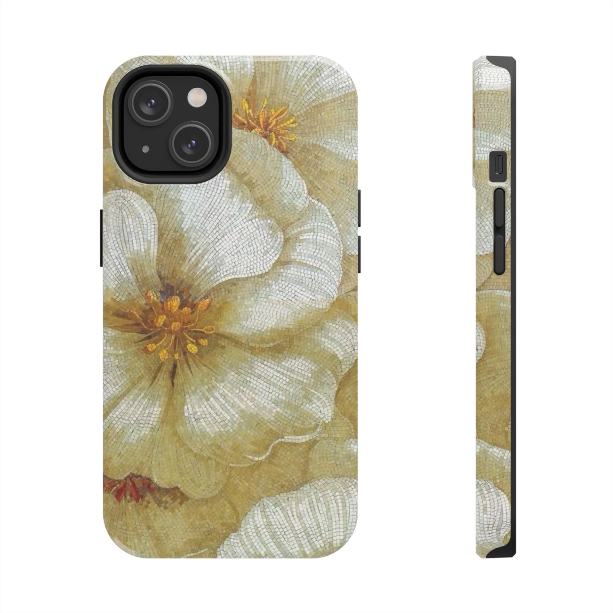 Tough Phone Case — Vintage White Floral Protective Cover