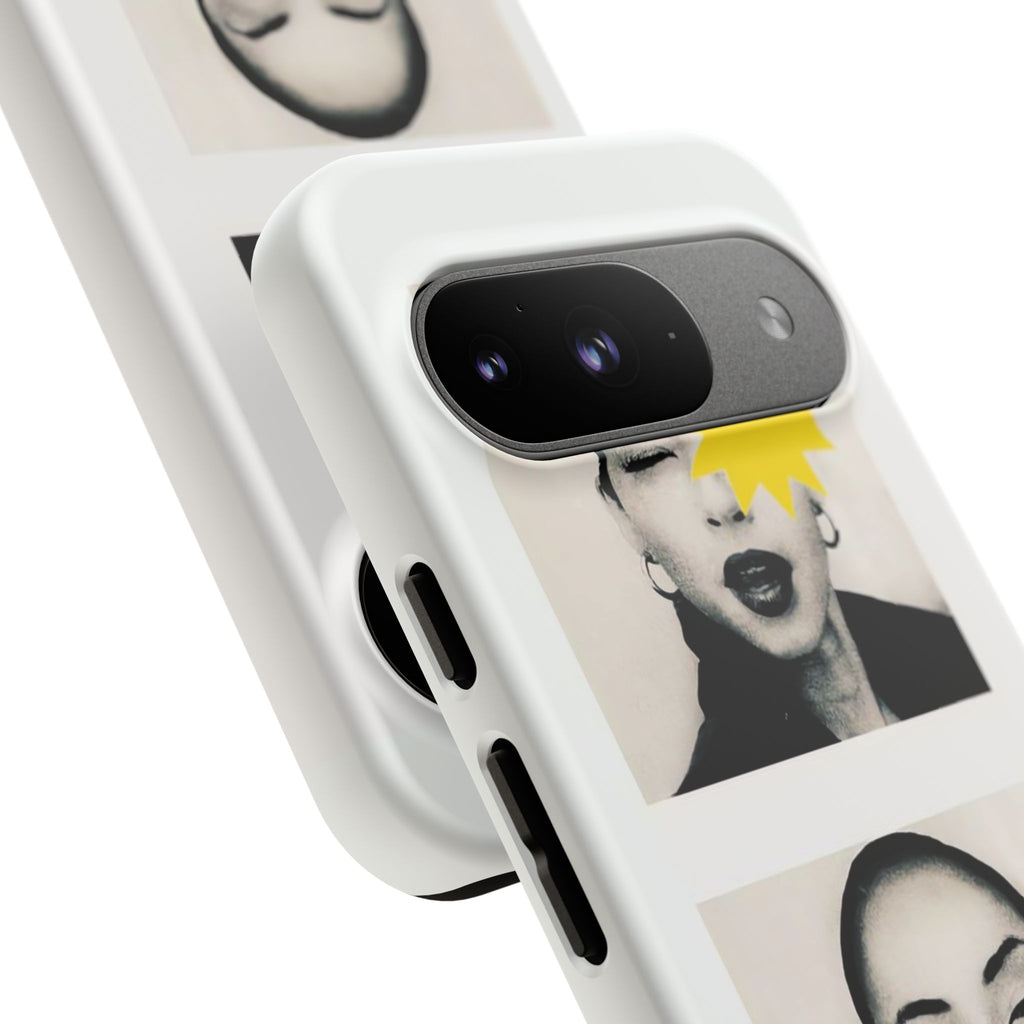 SADE Phone Case — Retro Black & White Portrait with Yellow Sunburst