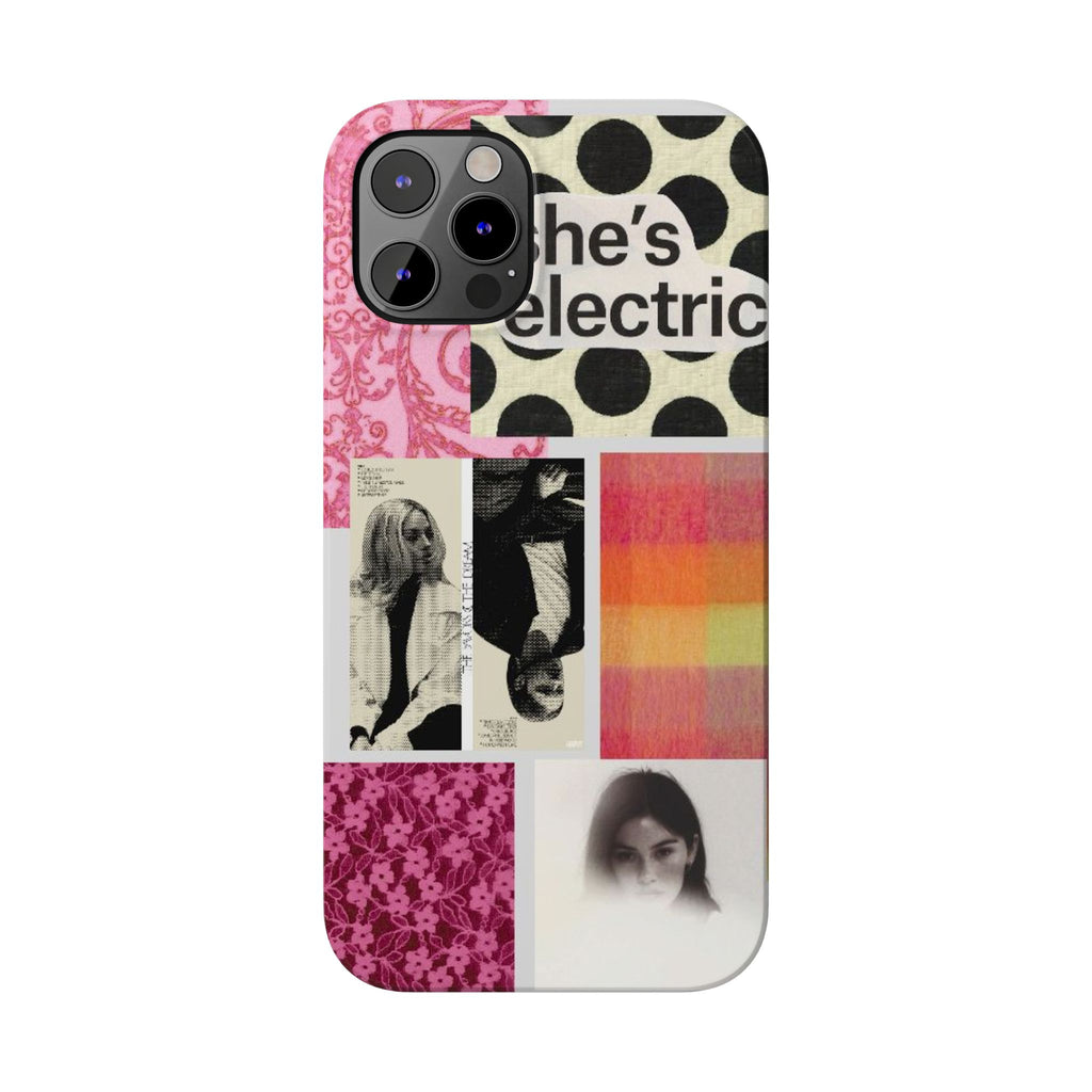 Slim Phone Case — 'she's electric' Retro Collage Floral & Photo Design