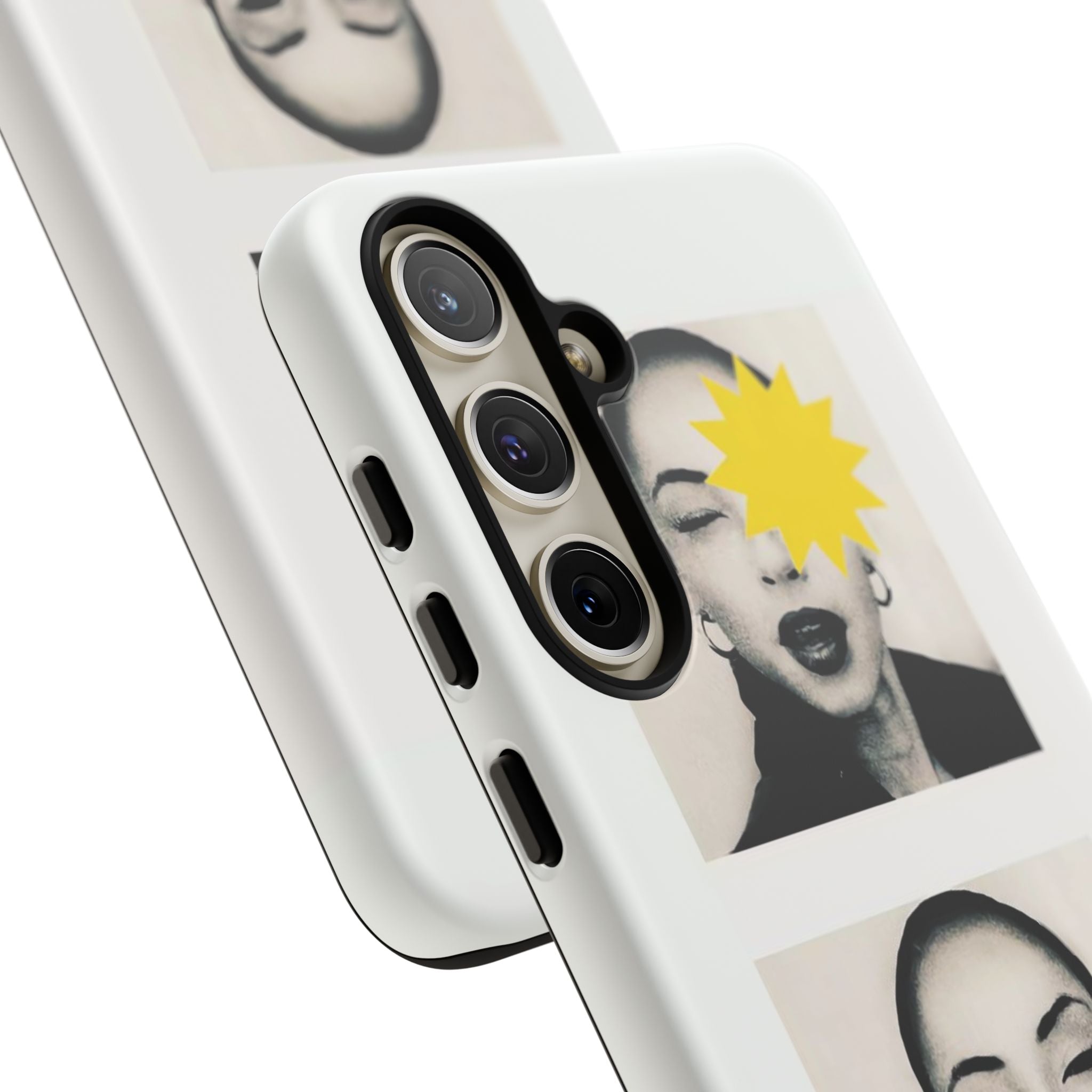SADE Phone Case — Retro Black & White Portrait with Yellow Sunburst