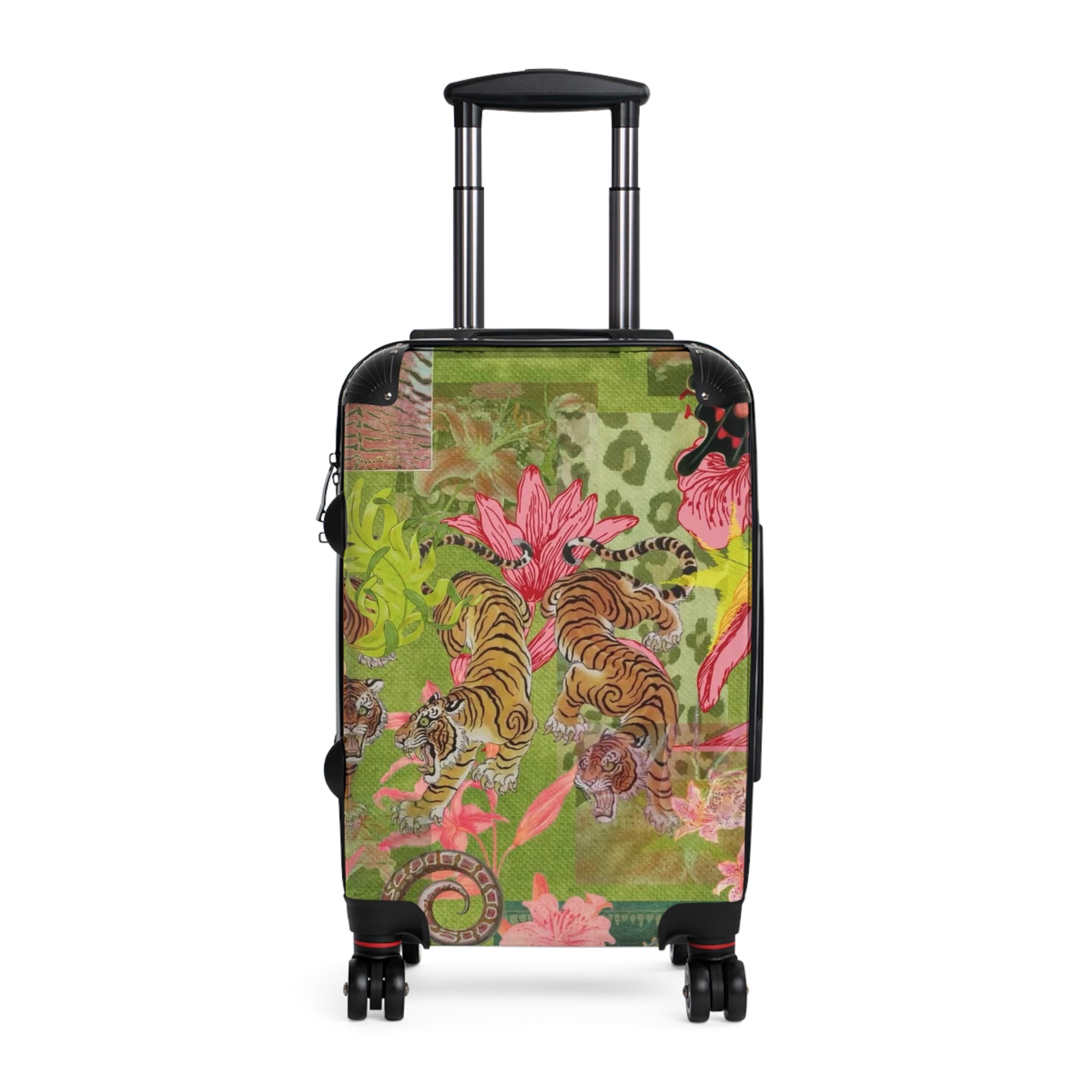 Floral Tiger Print Suitcase — Vibrant Botanical Luggage for Travel