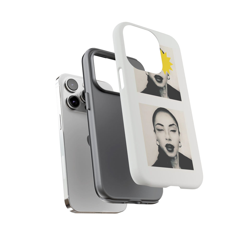 SADE Phone Case — Retro Black & White Portrait with Yellow Sunburst