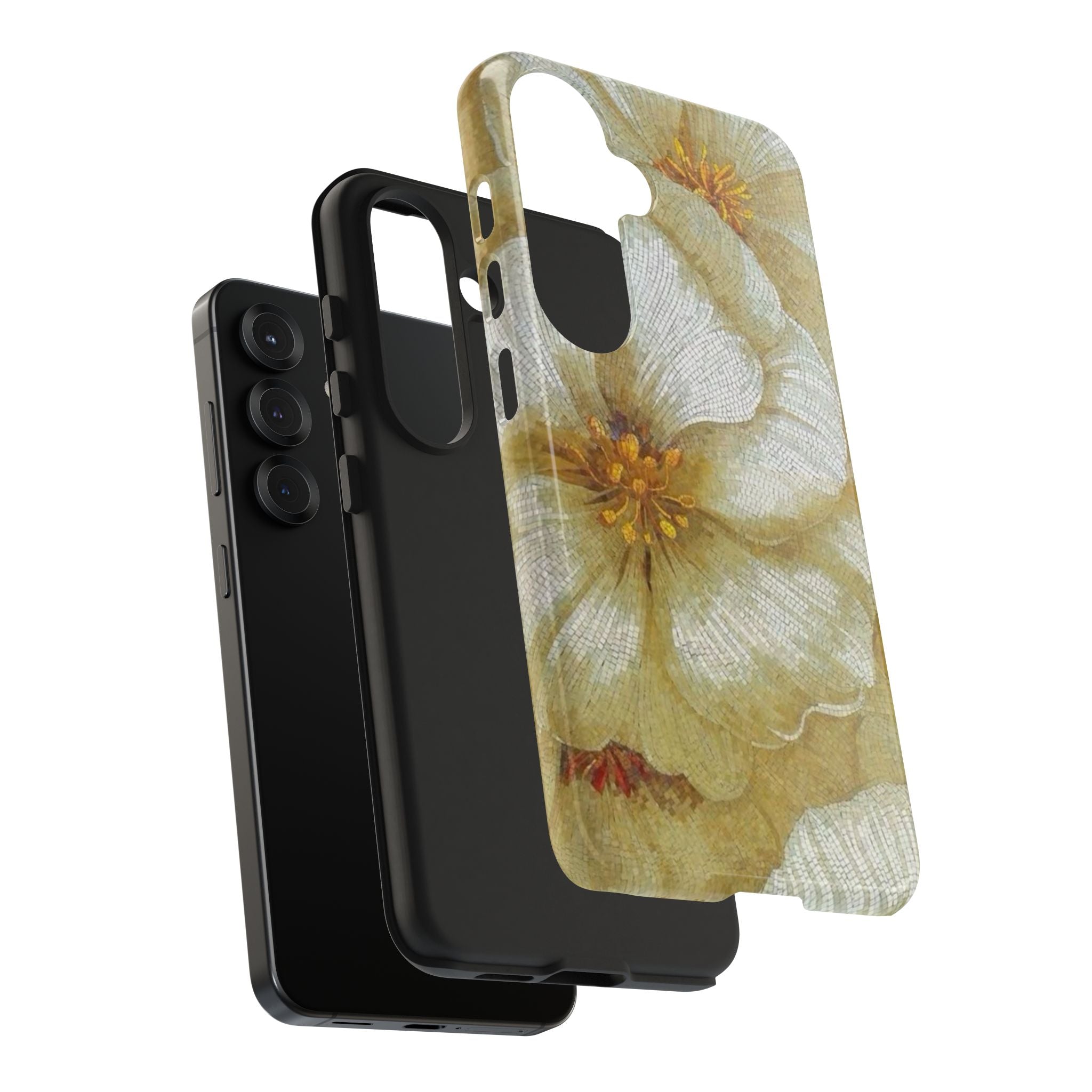 Tough Phone Case — Vintage White Floral Protective Cover