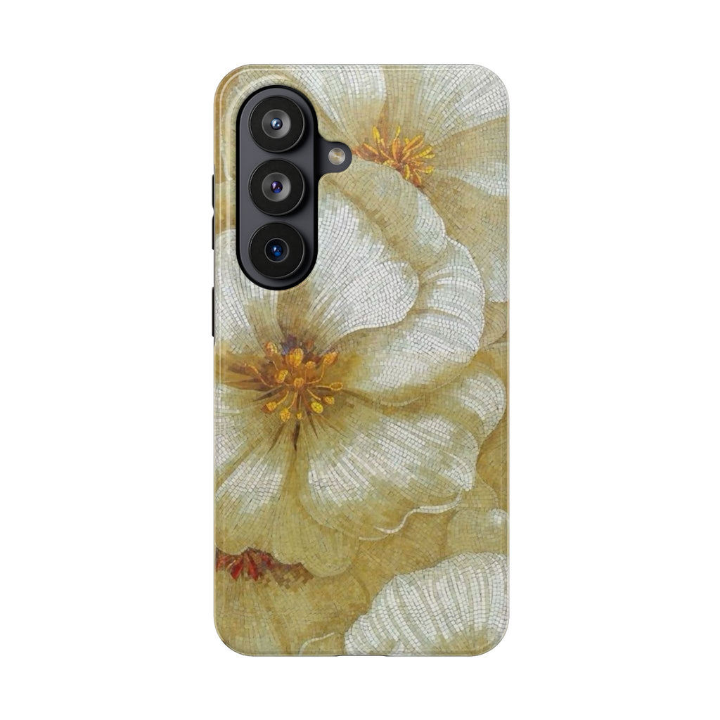 Tough Phone Case — Vintage White Floral Protective Cover