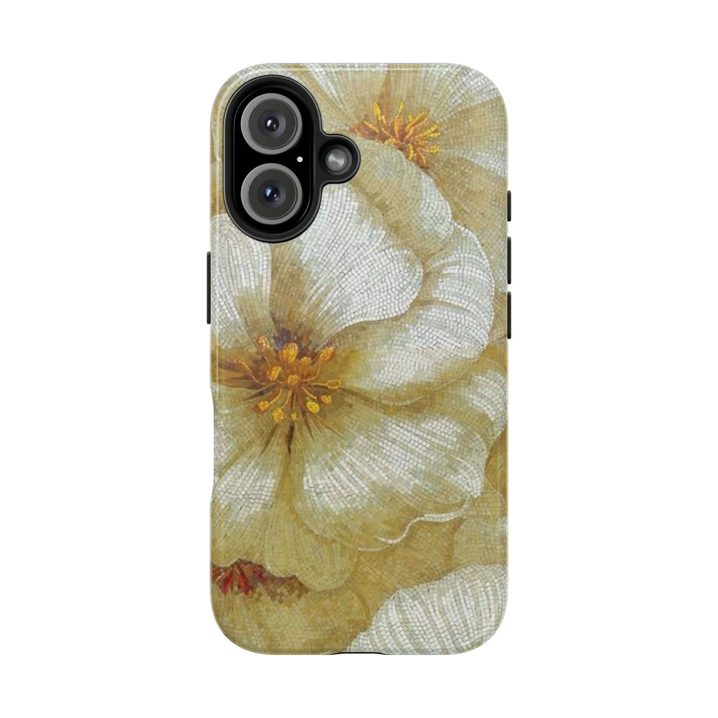 Tough Phone Case — Vintage White Floral Protective Cover