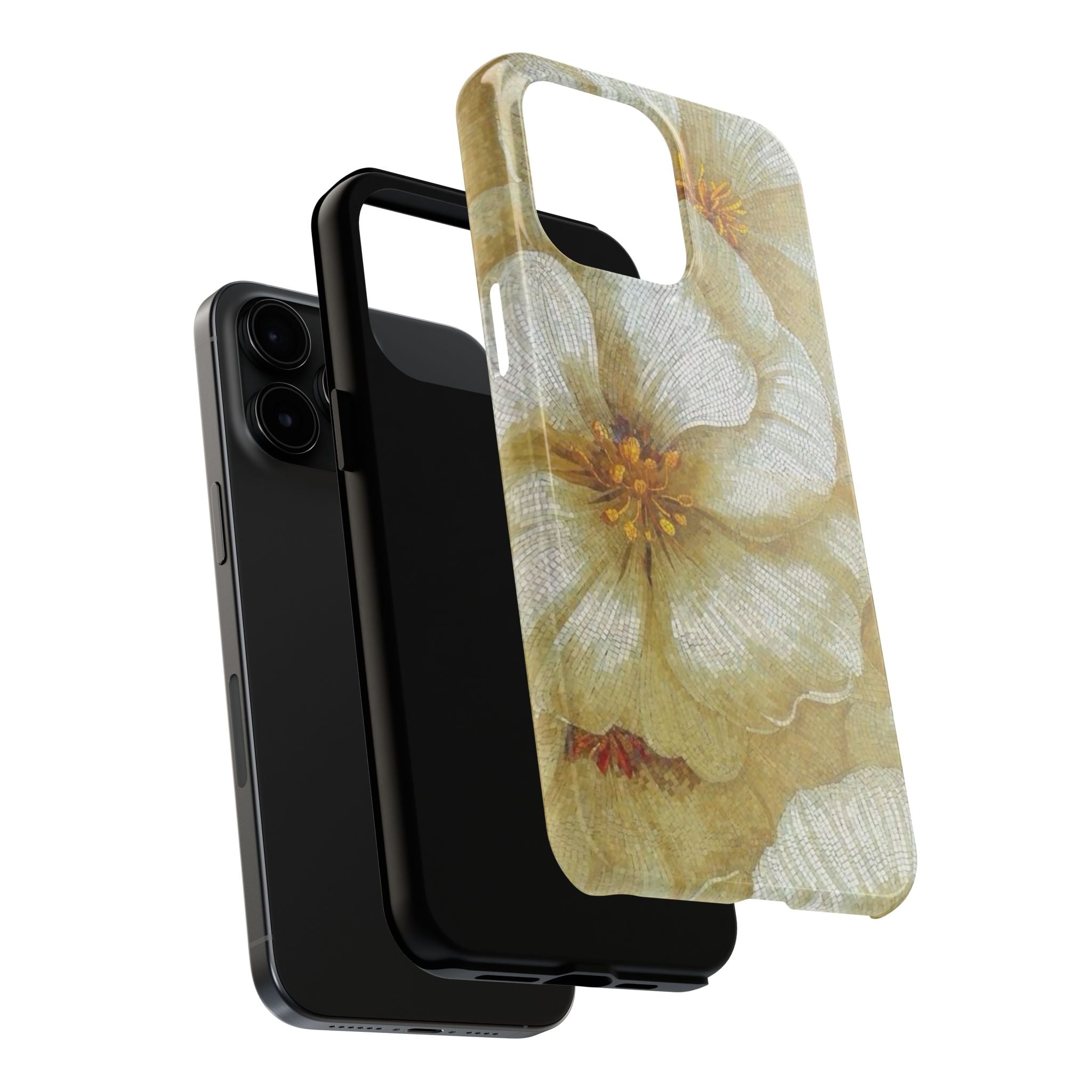 Tough Phone Case — Vintage White Floral Protective Cover