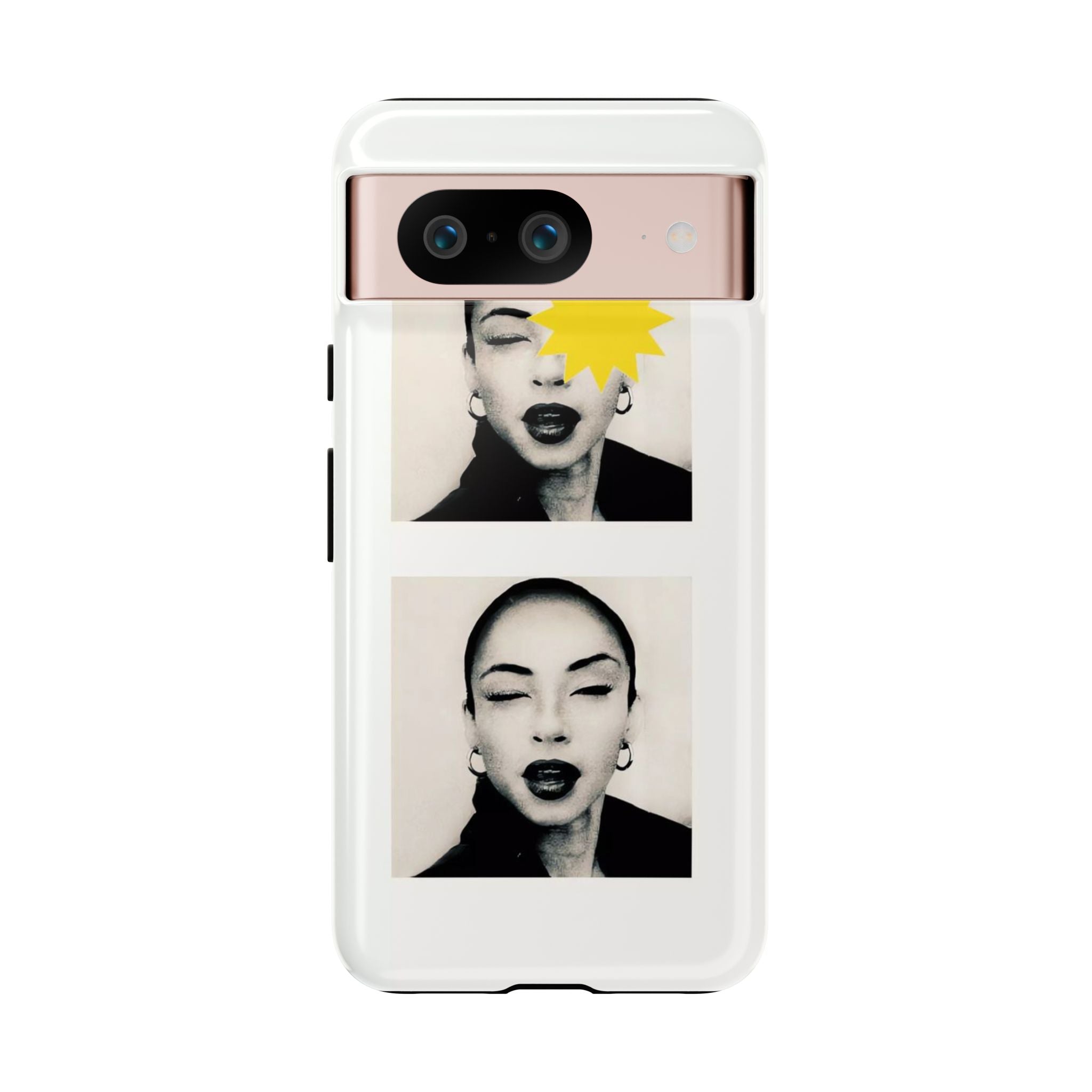 SADE Phone Case — Retro Black & White Portrait with Yellow Sunburst