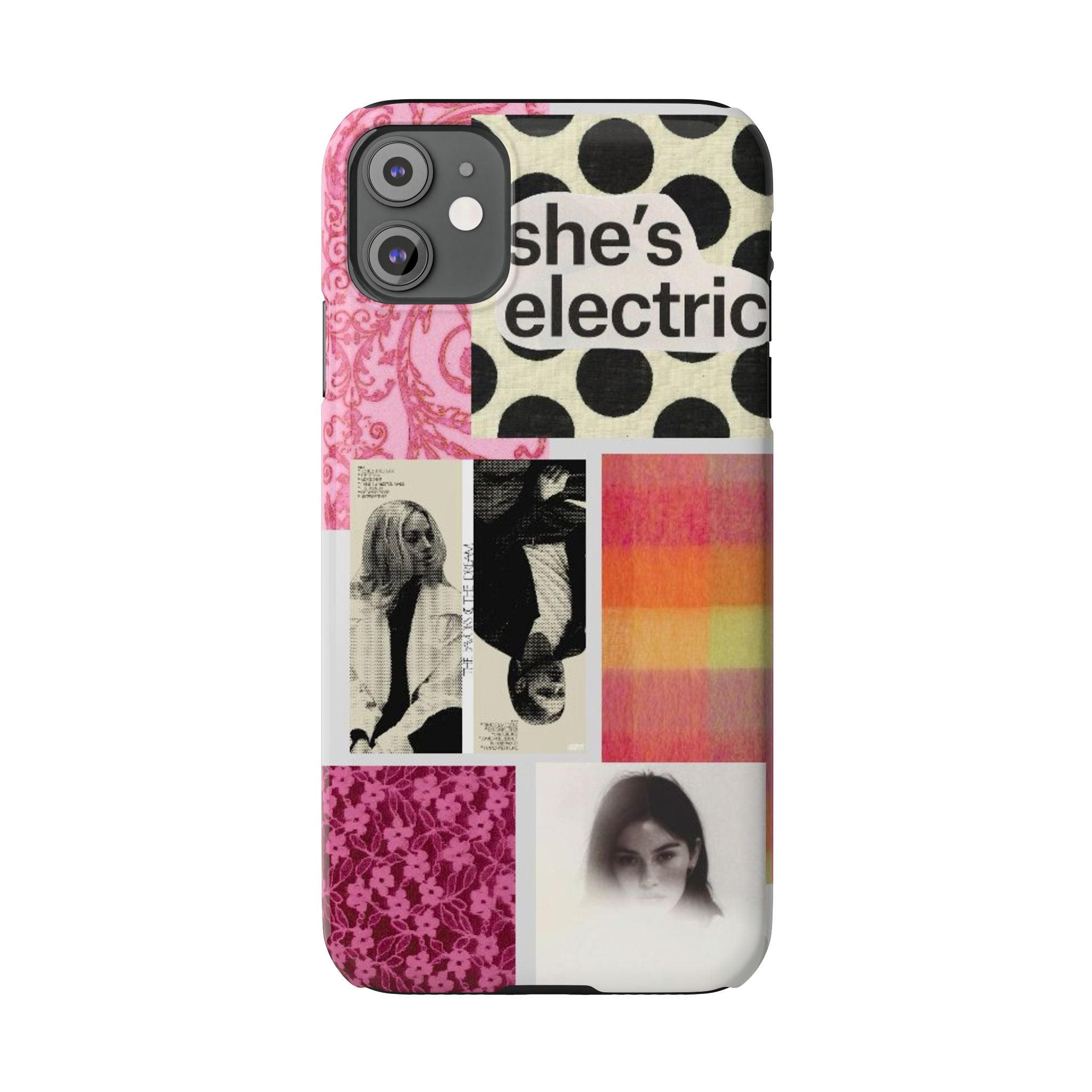 Slim Phone Case — 'she's electric' Retro Collage Floral & Photo Design