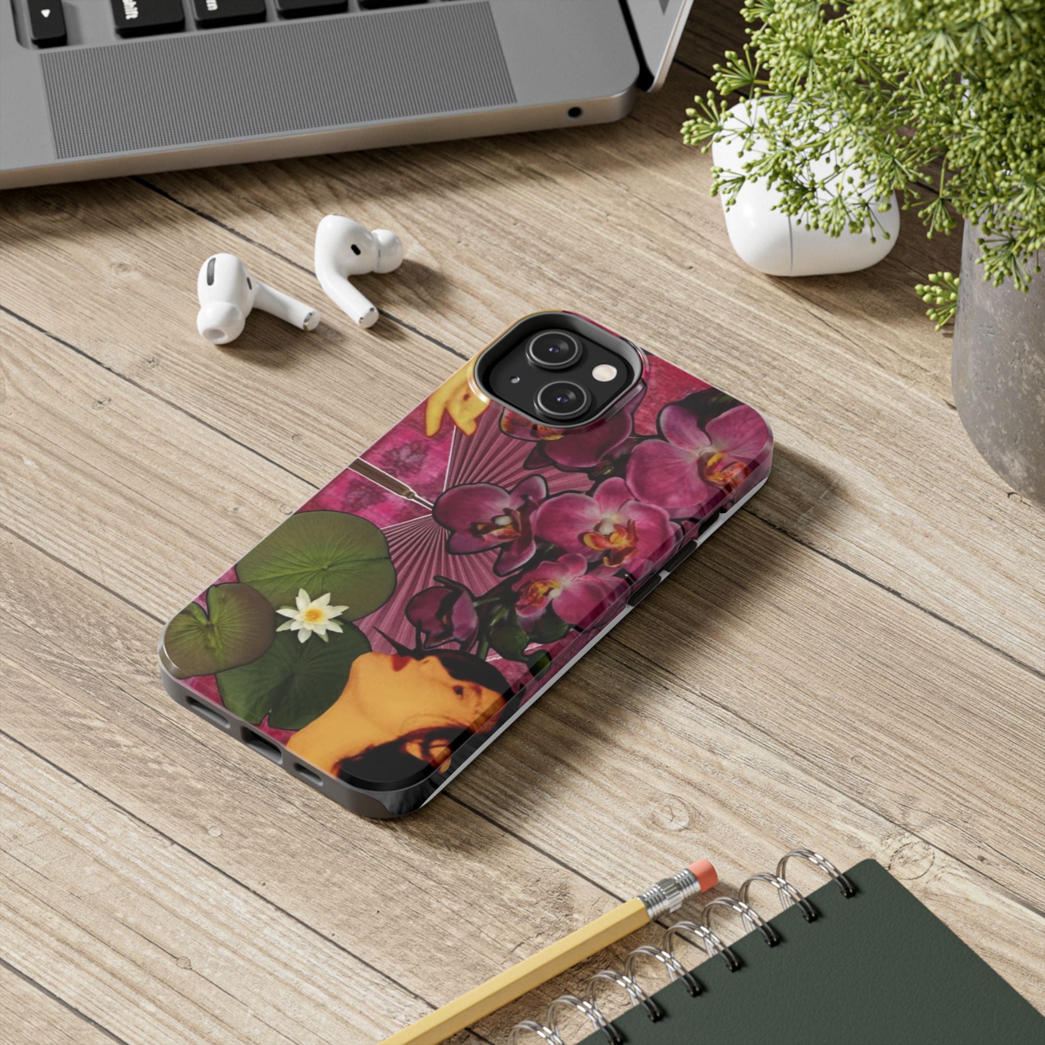 Floral Orchid Tough Phone Case — Vintage Woman & Lotus Design