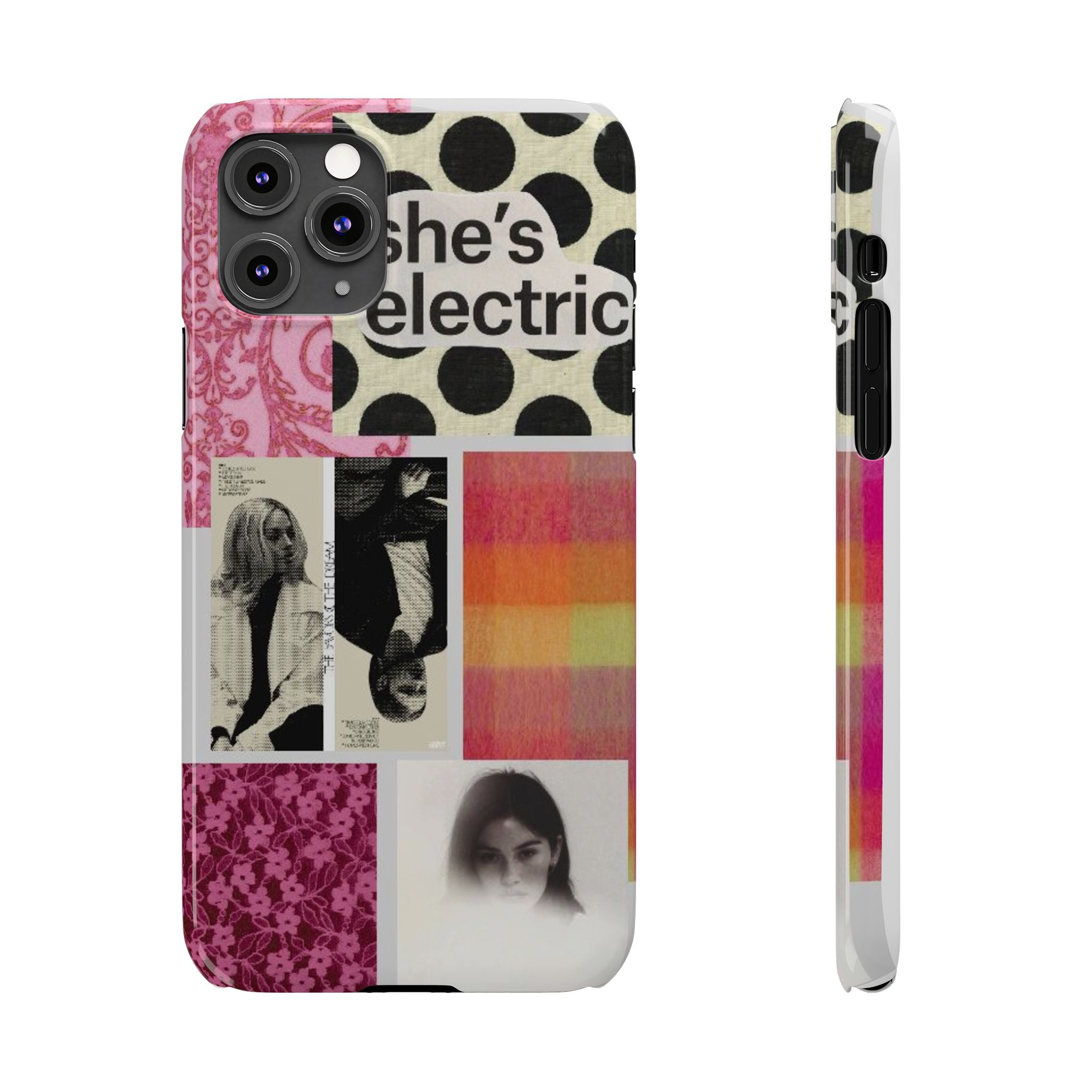 Slim Phone Case — 'she's electric' Retro Collage Floral & Photo Design