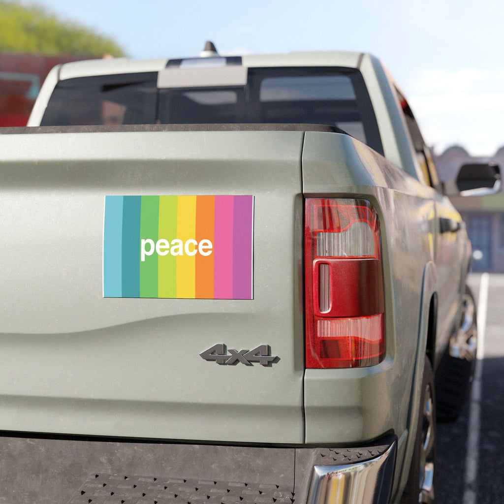 Peace Rainbow Car Magnet — Colorful Stripes Bumper Sticker