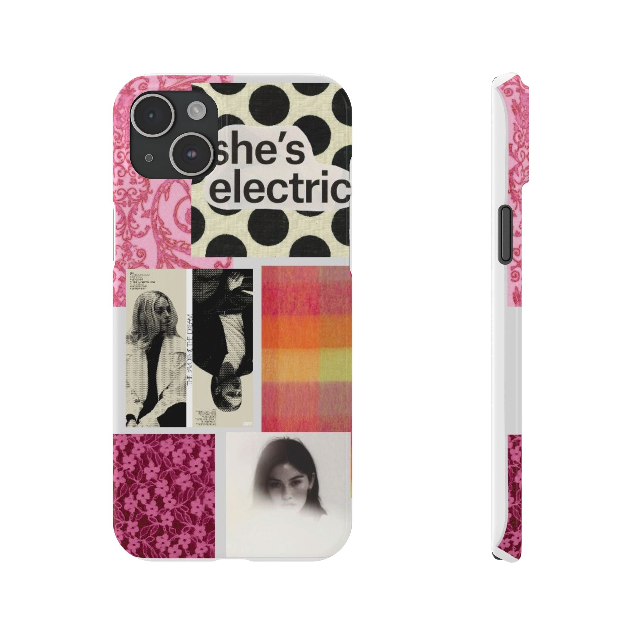 Slim Phone Case — 'she's electric' Retro Collage Floral & Photo Design