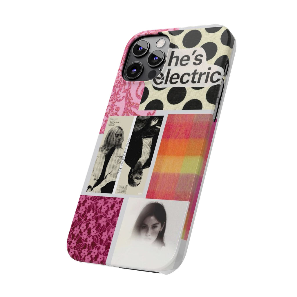 Slim Phone Case — 'she's electric' Retro Collage Floral & Photo Design