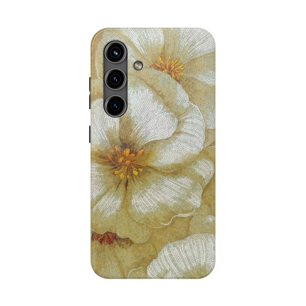 Tough Phone Case — Vintage White Floral Protective Cover