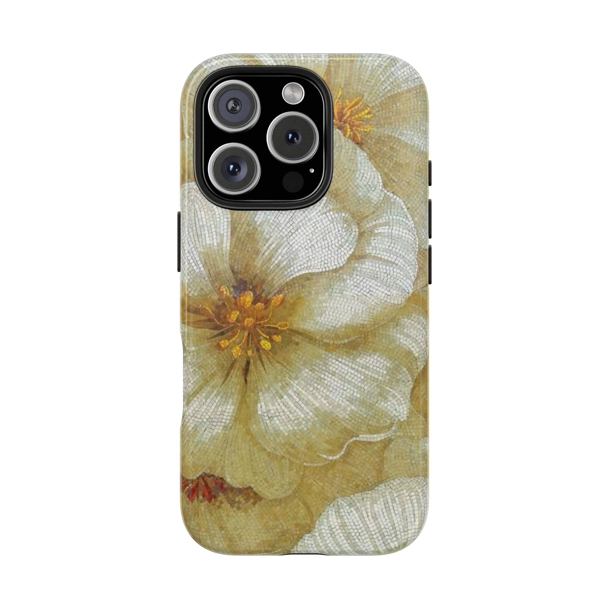Tough Phone Case — Vintage White Floral Protective Cover