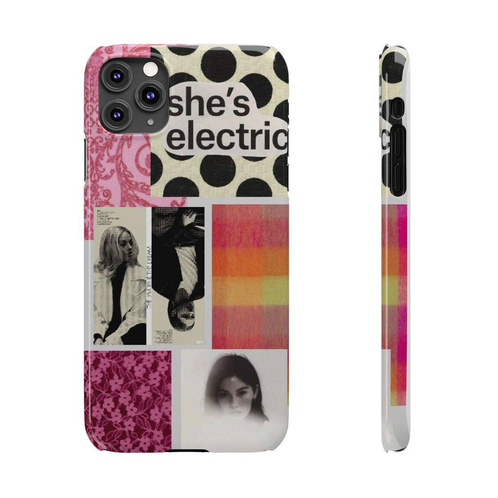 Slim Phone Case — 'she's electric' Retro Collage Floral & Photo Design