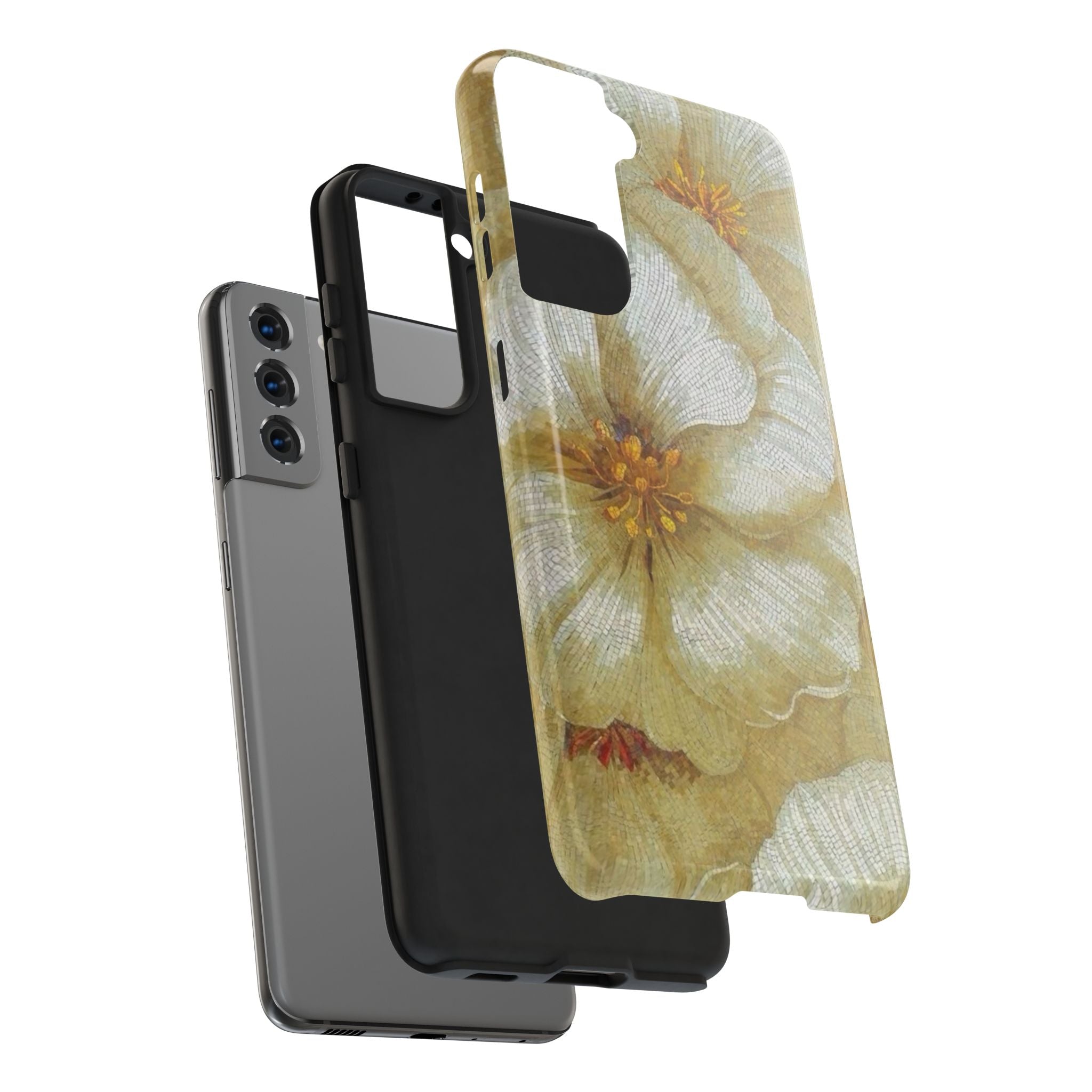 Tough Phone Case — Vintage White Floral Protective Cover