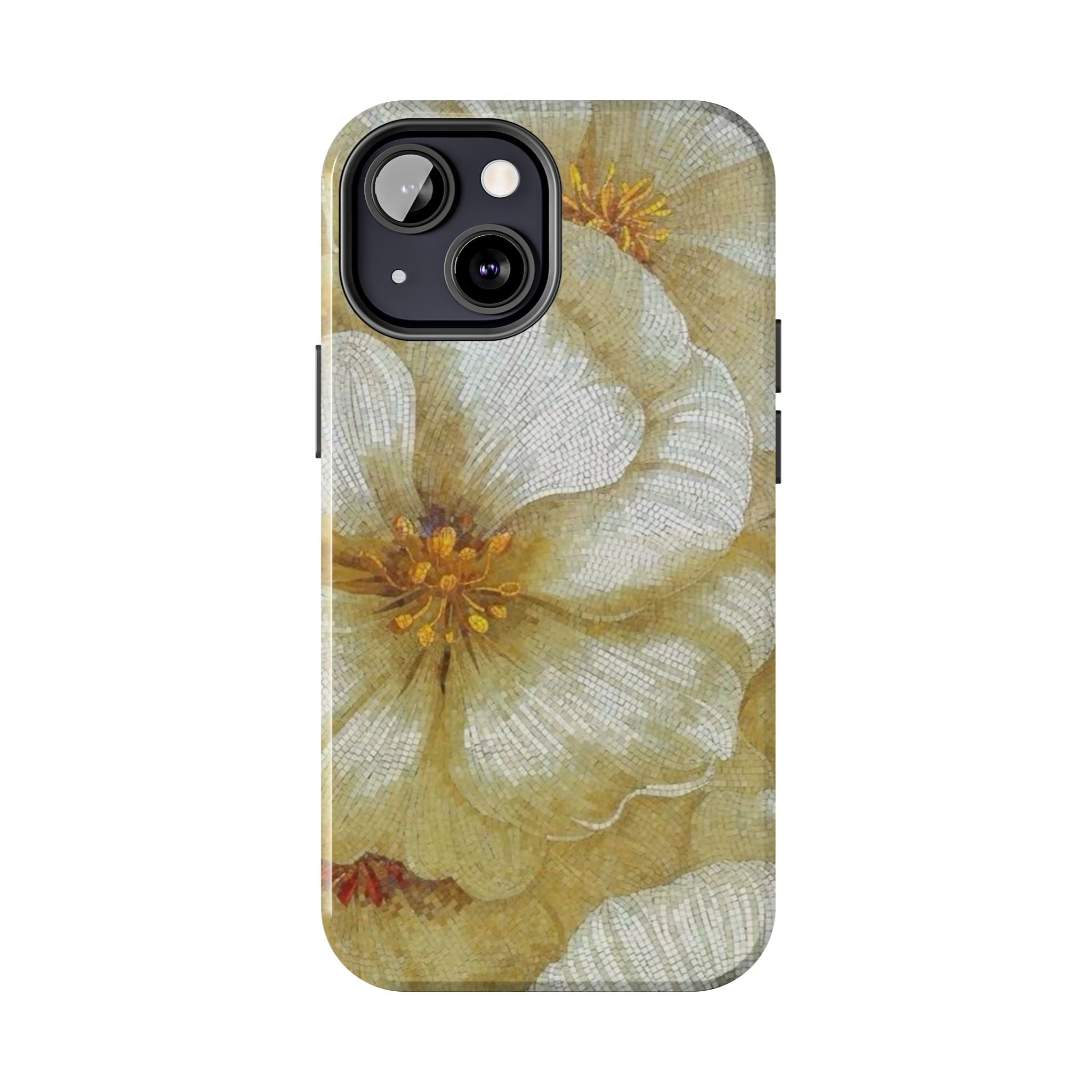 Tough Phone Case — Vintage White Floral Protective Cover