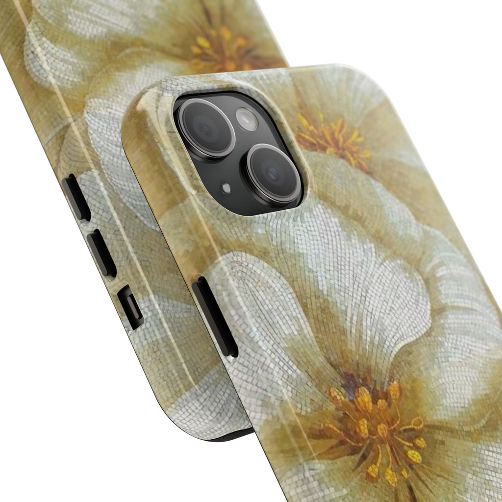 Tough Phone Case — Vintage White Floral Protective Cover