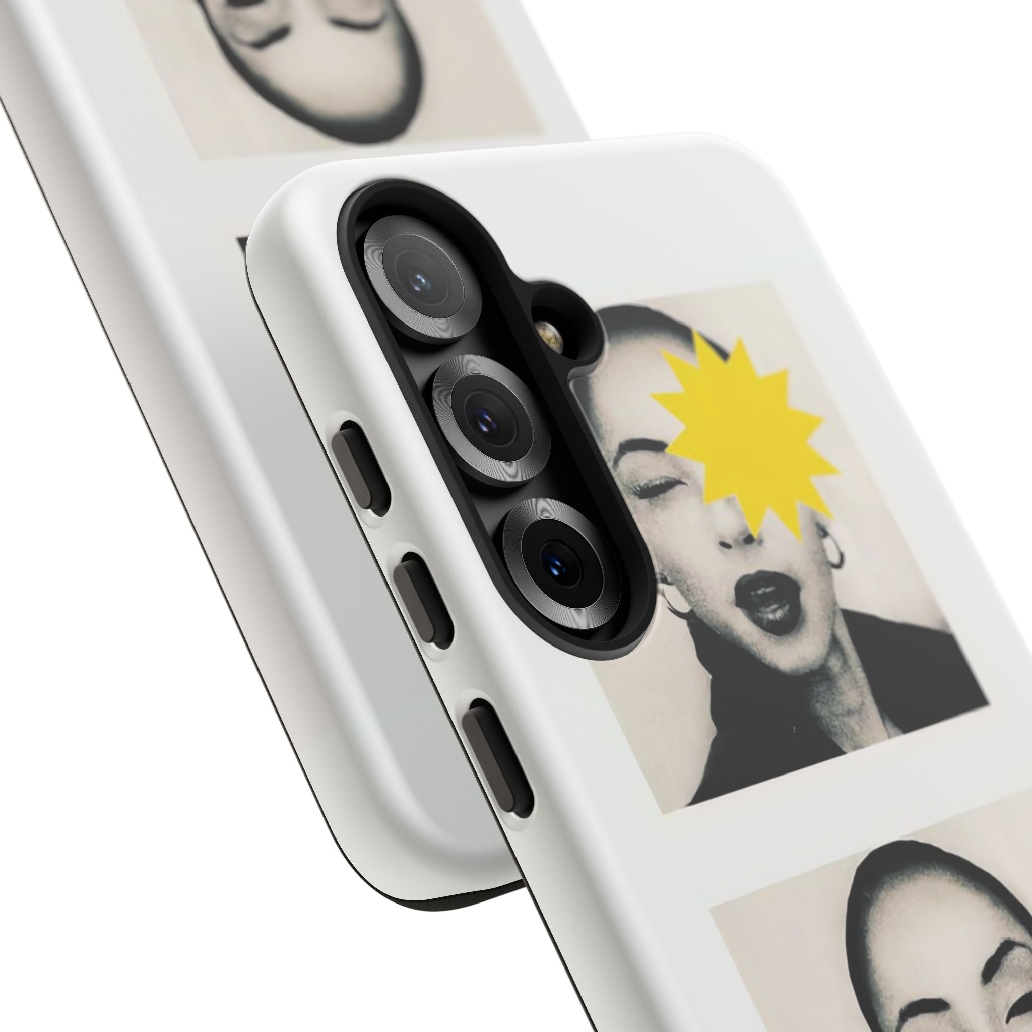SADE Phone Case — Retro Black & White Portrait with Yellow Sunburst
