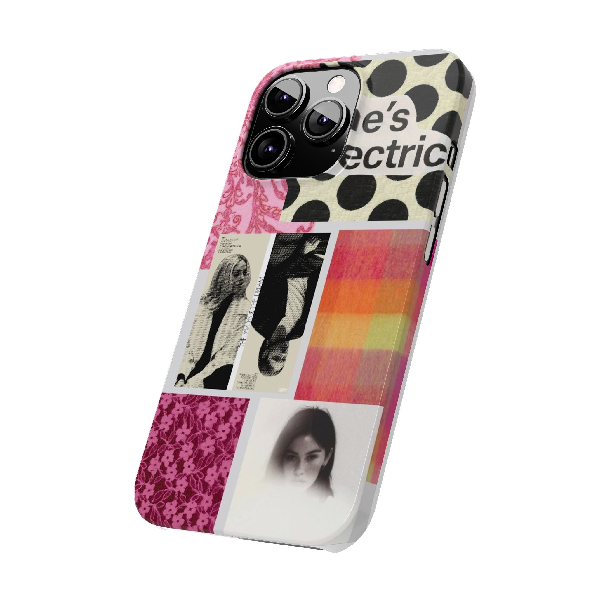 Slim Phone Case — 'she's electric' Retro Collage Floral & Photo Design