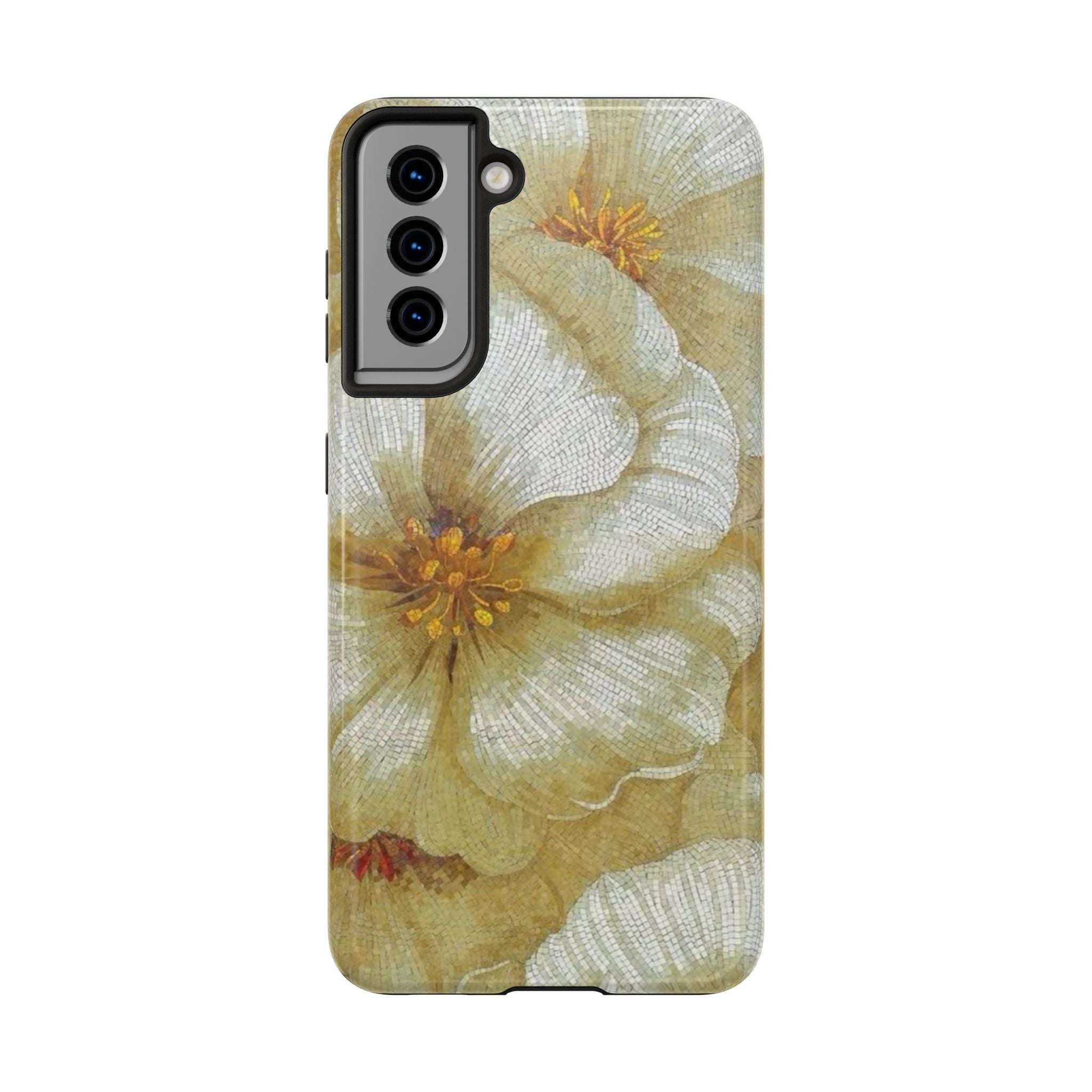 Tough Phone Case — Vintage White Floral Protective Cover