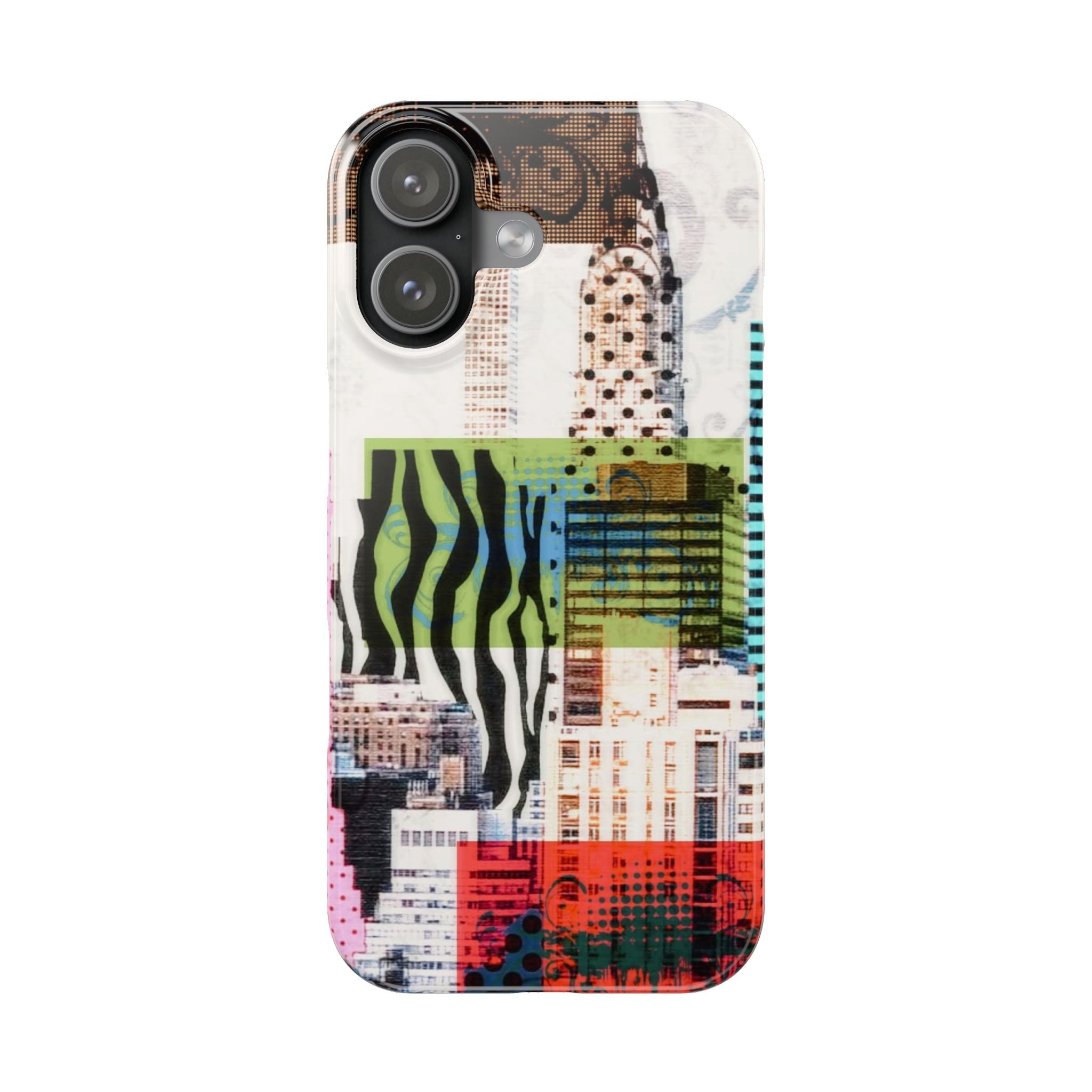 Abstract City Collage Slim Phone Case — Urban Graphic iPhone Cover