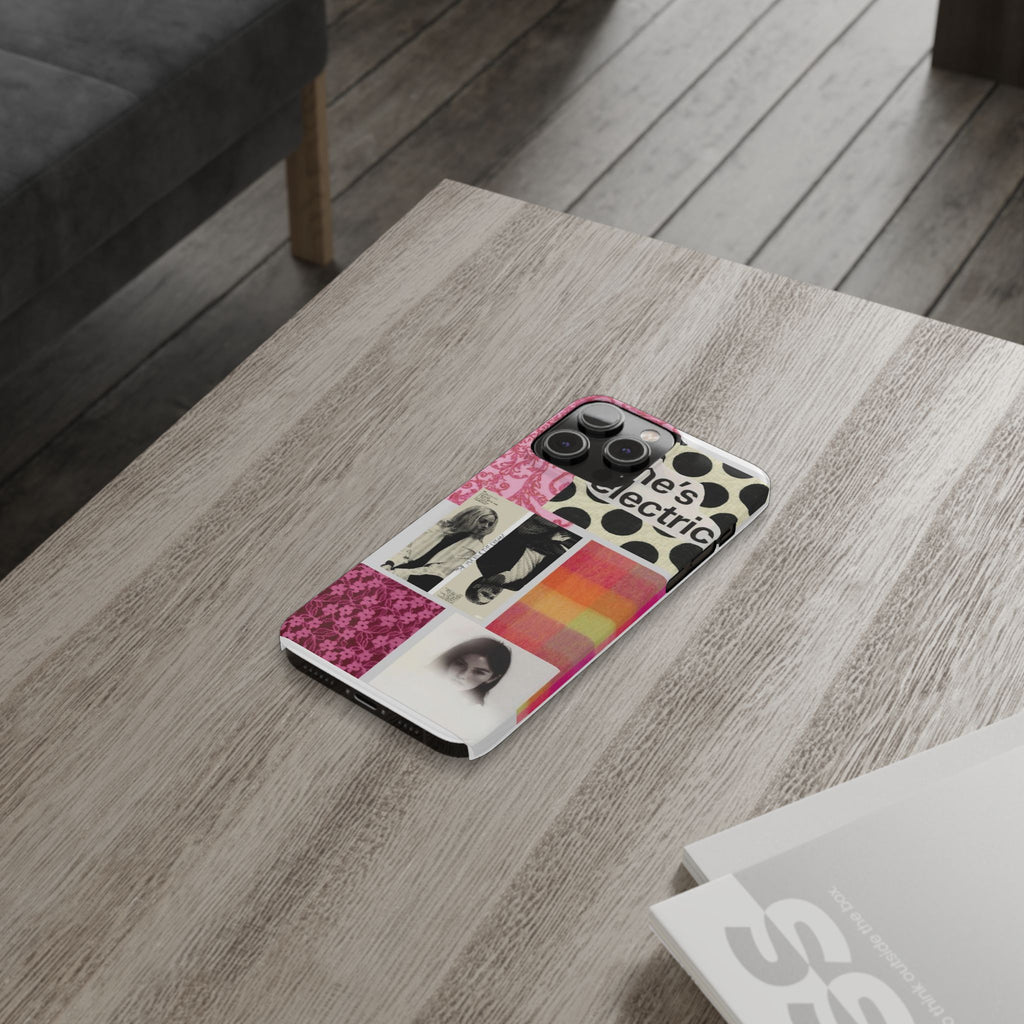 Slim Phone Case — 'she's electric' Retro Collage Floral & Photo Design