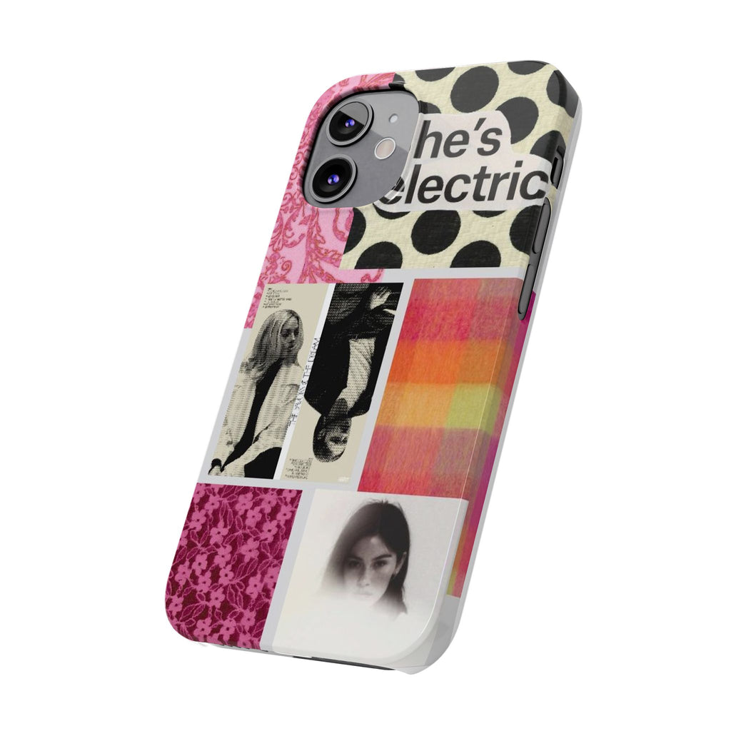Slim Phone Case — 'she's electric' Retro Collage Floral & Photo Design