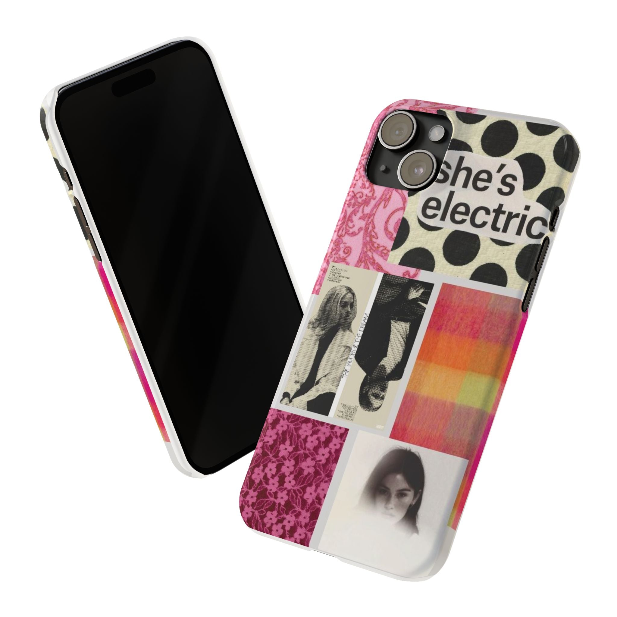 Slim Phone Case — 'she's electric' Retro Collage Floral & Photo Design