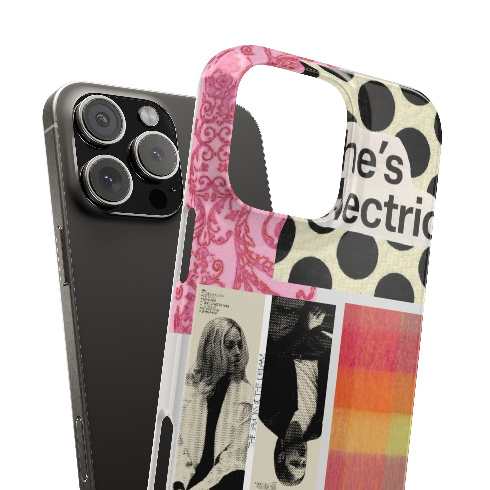 Slim Phone Case — 'she's electric' Retro Collage Floral & Photo Design