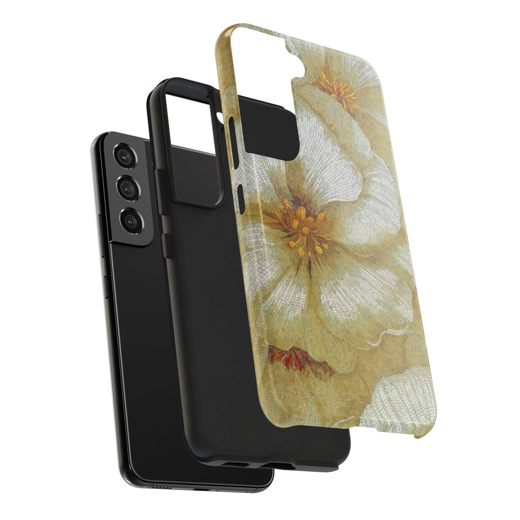 Tough Phone Case — Vintage White Floral Protective Cover