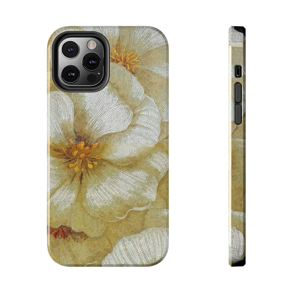 Tough Phone Case — Vintage White Floral Protective Cover