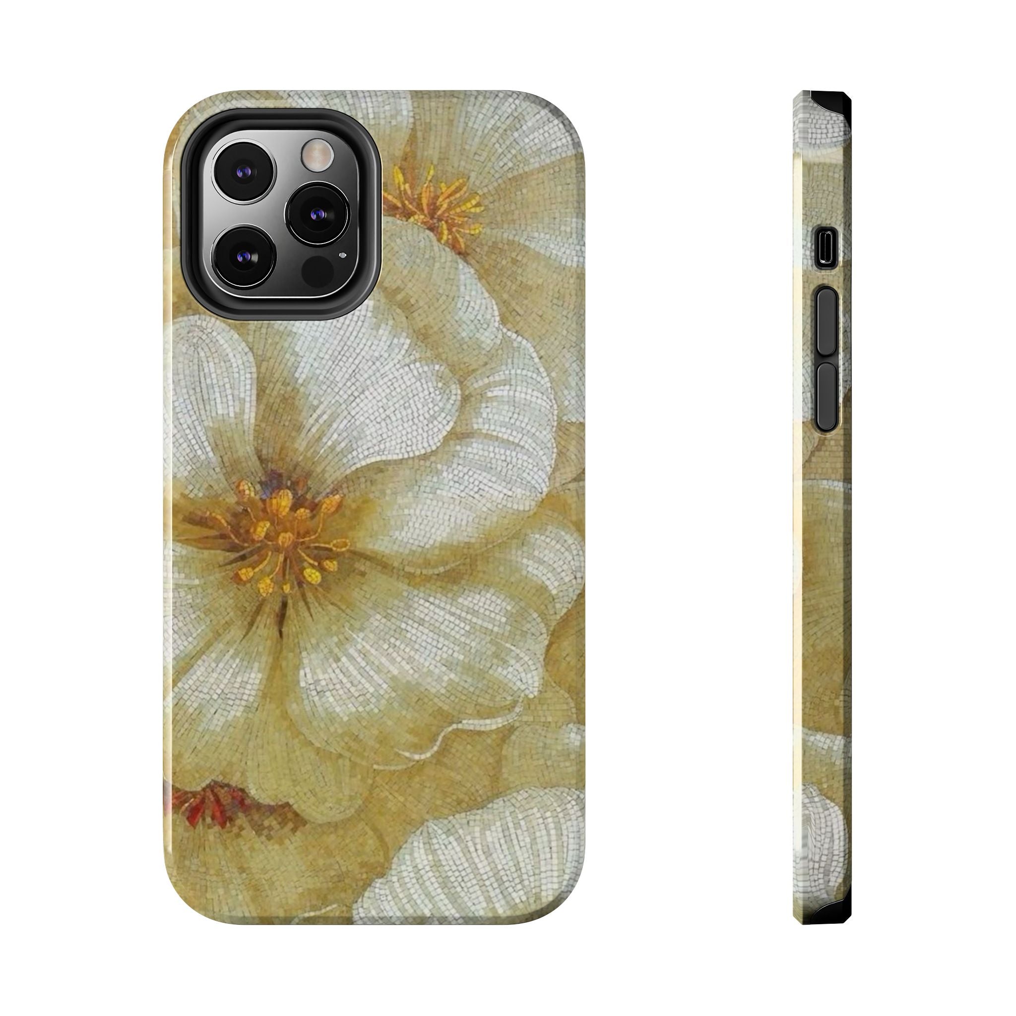 Tough Phone Case — Vintage White Floral Protective Cover