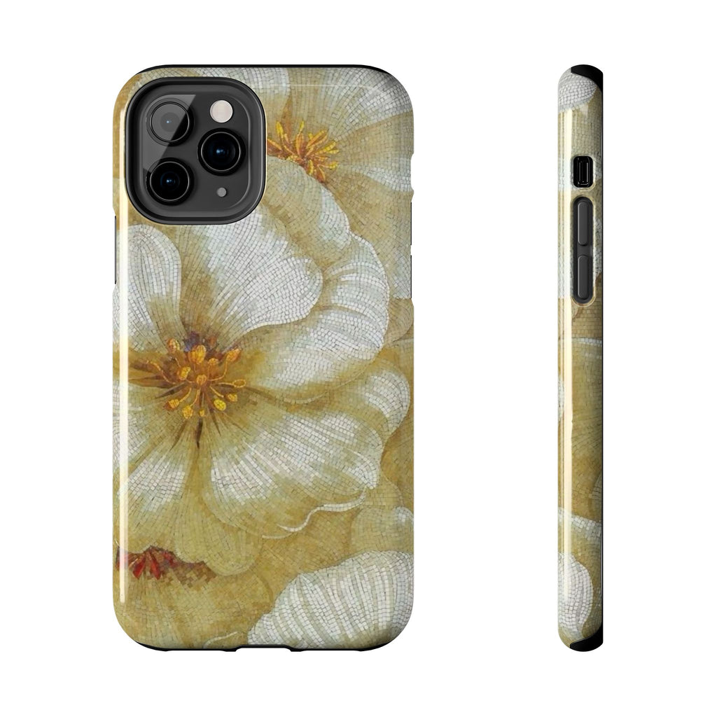 Tough Phone Case — Vintage White Floral Protective Cover