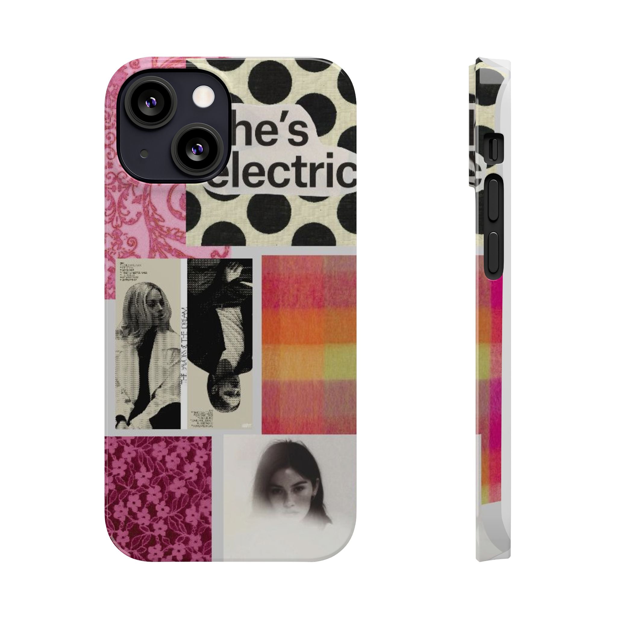 Slim Phone Case — 'she's electric' Retro Collage Floral & Photo Design