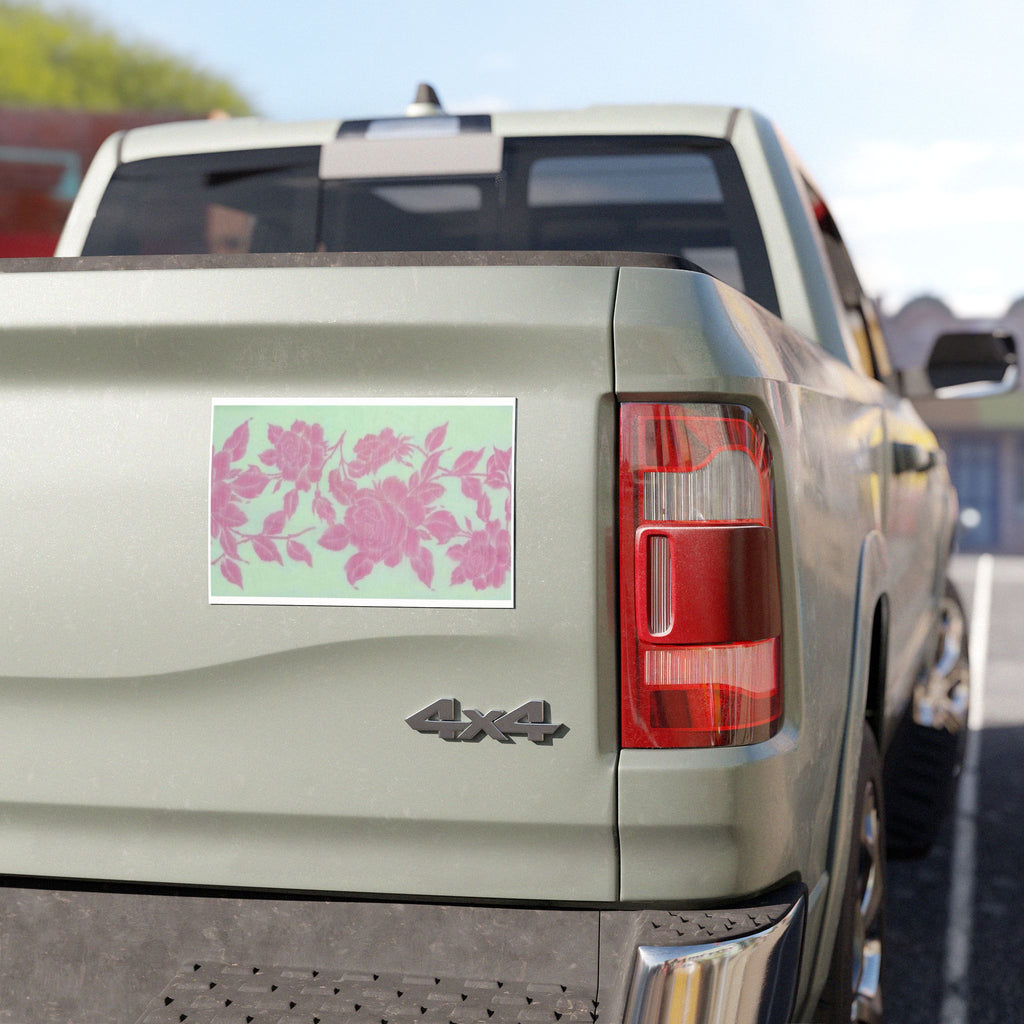 Floral Pink Rose Car Magnet — Decorative Bumper Sticker-Style Magnet