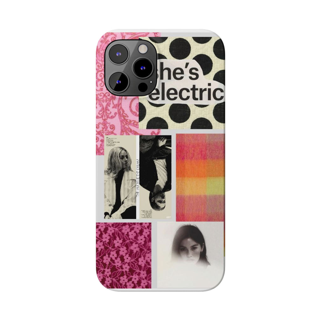 Slim Phone Case — 'she's electric' Retro Collage Floral & Photo Design